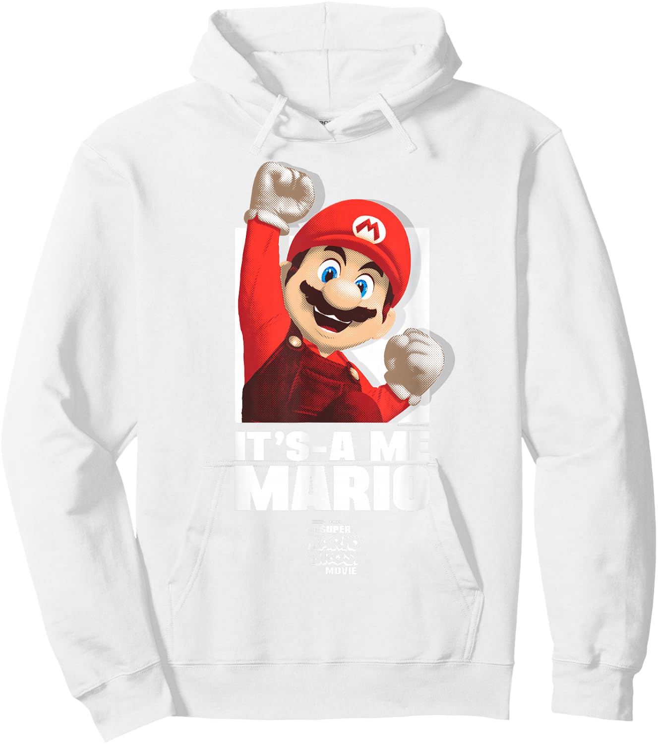 The Super Mario Bros. Movie It's-a Me Mario Portrait , blue Hoodie - Hoodie | White