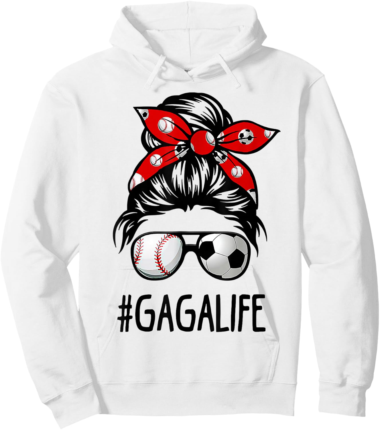 Classy Gaga Life Soccer Messy Bun Baseball Game Day Hoodie - Hoodie | White