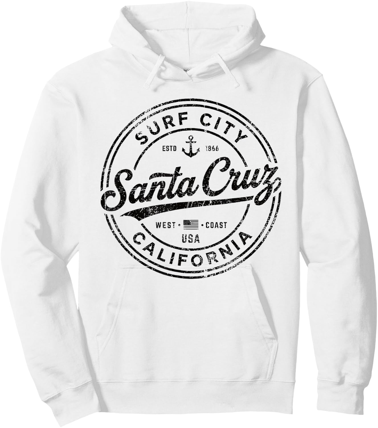 Vintage Santa Cruz Surf City California West Coast. Retro Hoodie - Hoodie | White