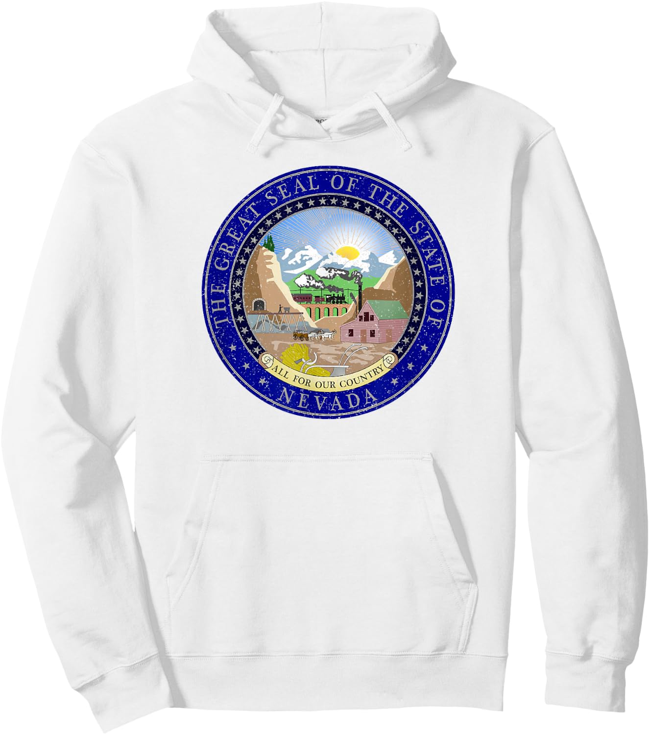 Nevada State Seal Flag Symbol Hoodie - Hoodie | White