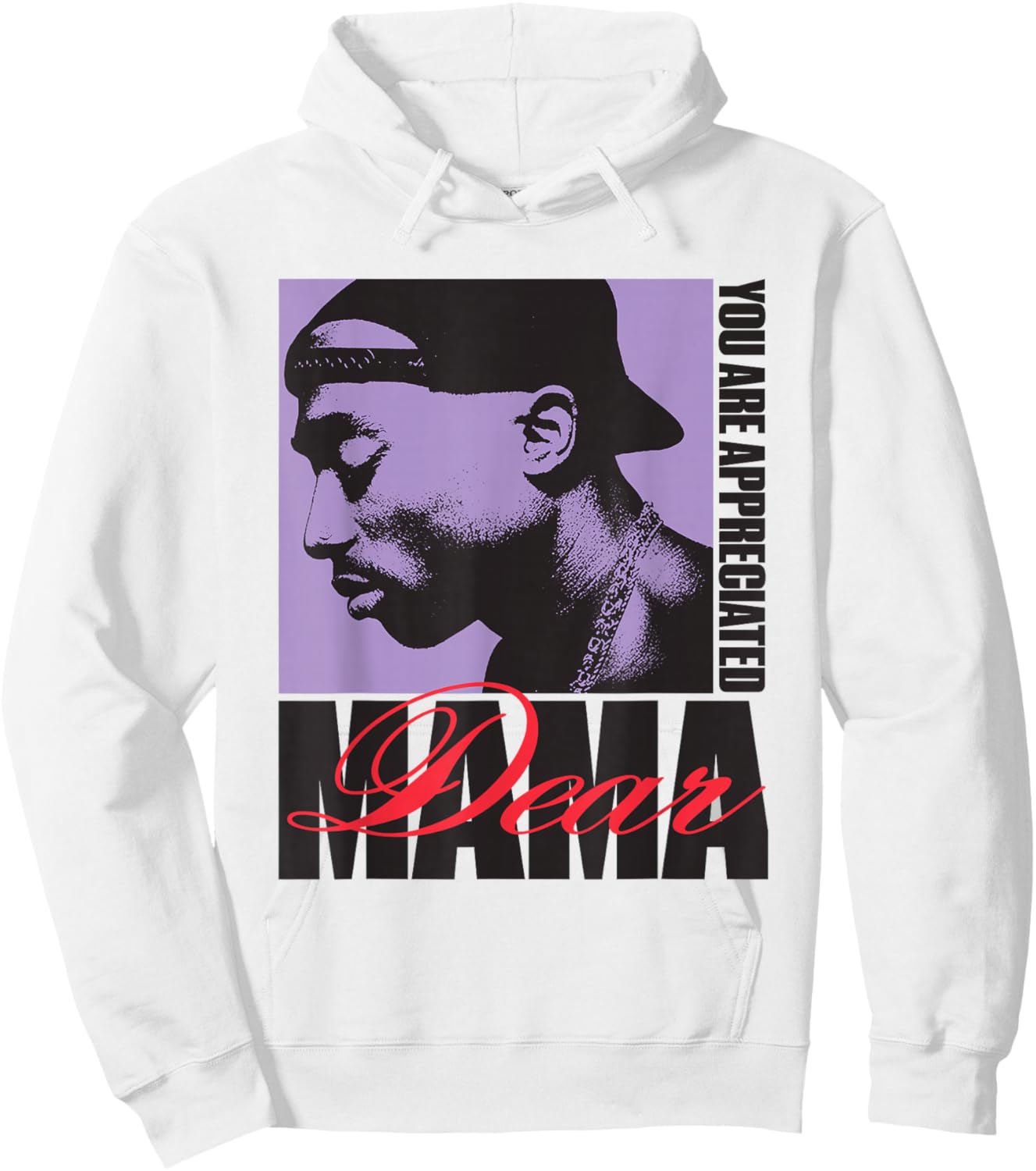Official Tupac Dear Mama Evalued , White Hoodie - Hoodie | White