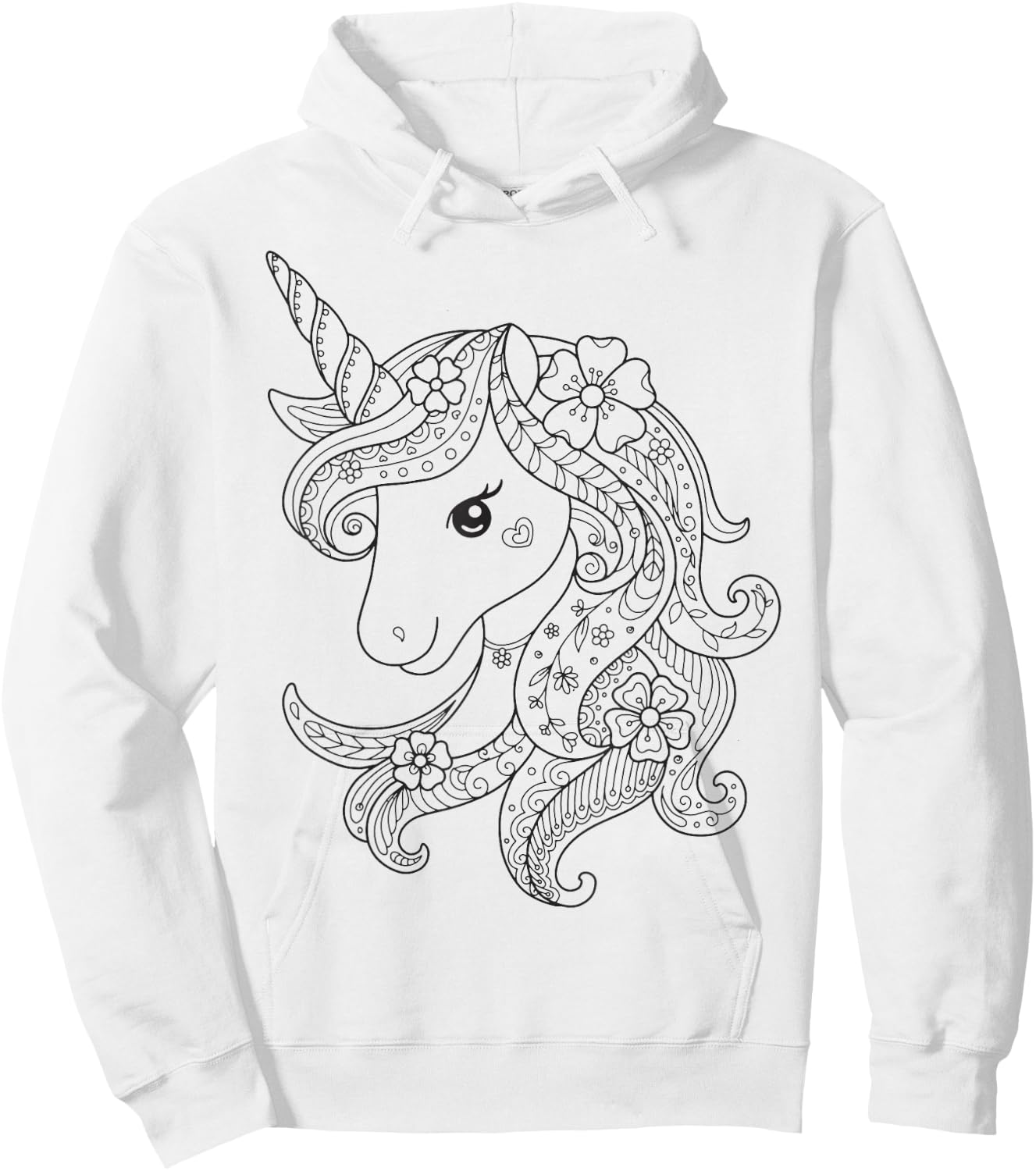 Cute Unicorn to Paint & Colour for Kids , White Hoodie - Hoodie | White