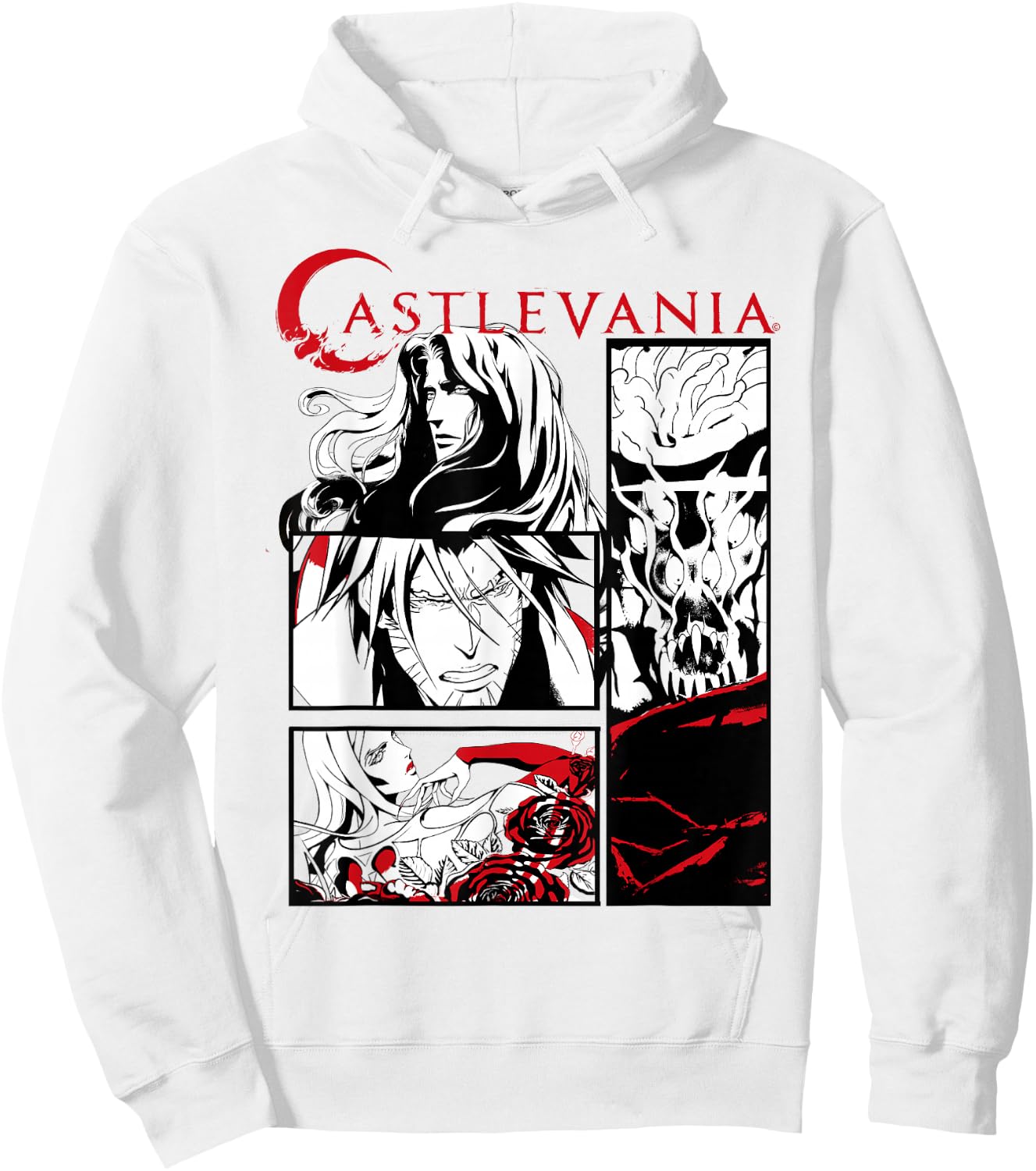 Castlevania Black & White Comic Panels Hoodie - Hoodie | White
