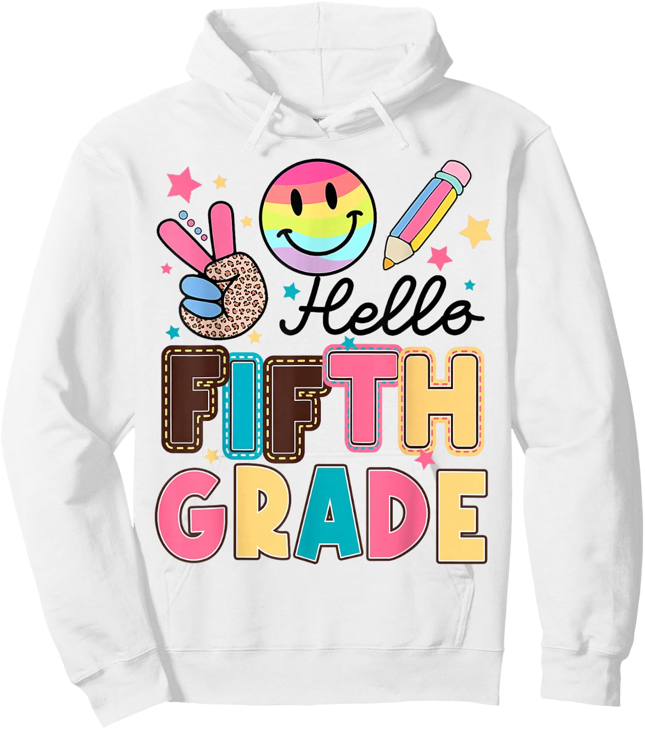 Hello Fifth Grade 5th Day Back of School Teachers Girl Hoodie - Hoodie | White