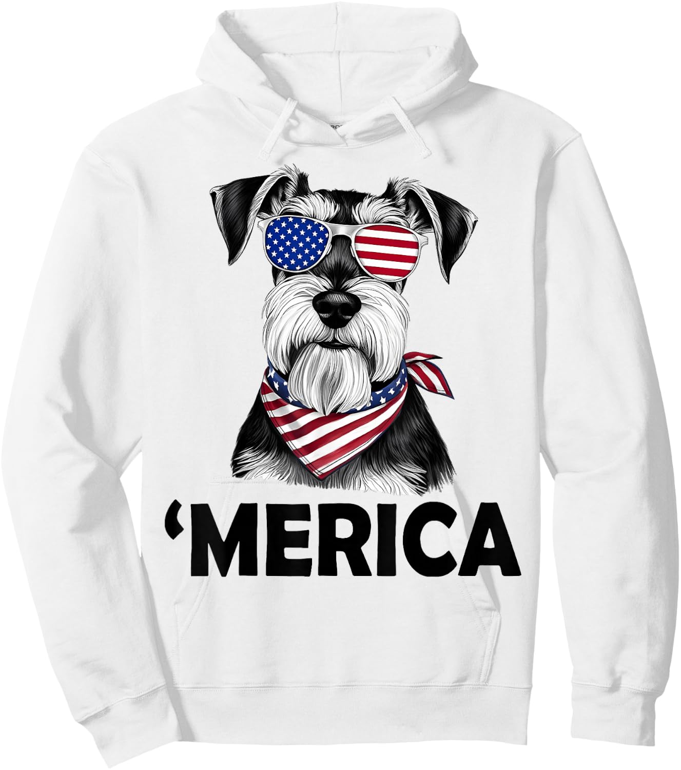 Miniature Schnauzer 4th of July ‘Merica Patriotic Hoodie - Hoodie | White