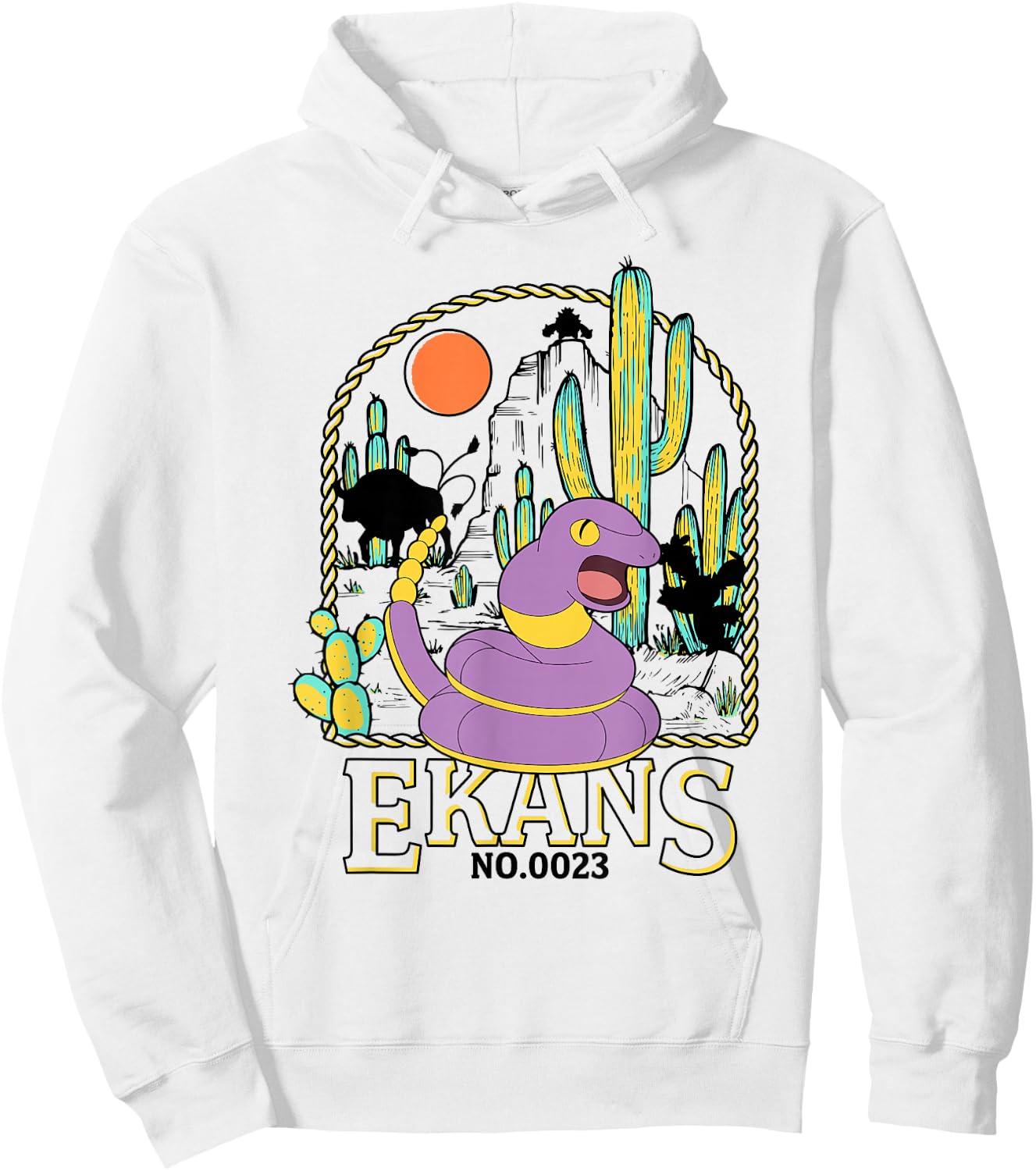 Pokémon Ekans No. 0023 Desert Sun Lasso Frame Portrait Hoodie - Hoodie | White