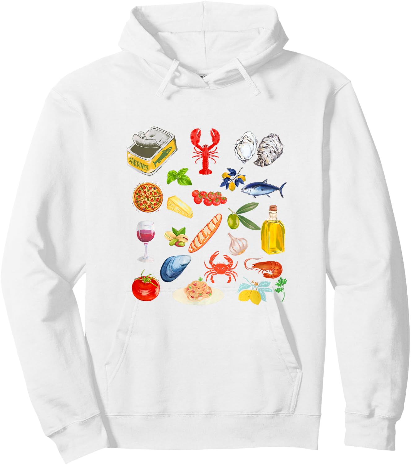 Italian summer Sardines tinned fish Fisherman aesthetic Hoodie - Hoodie | White