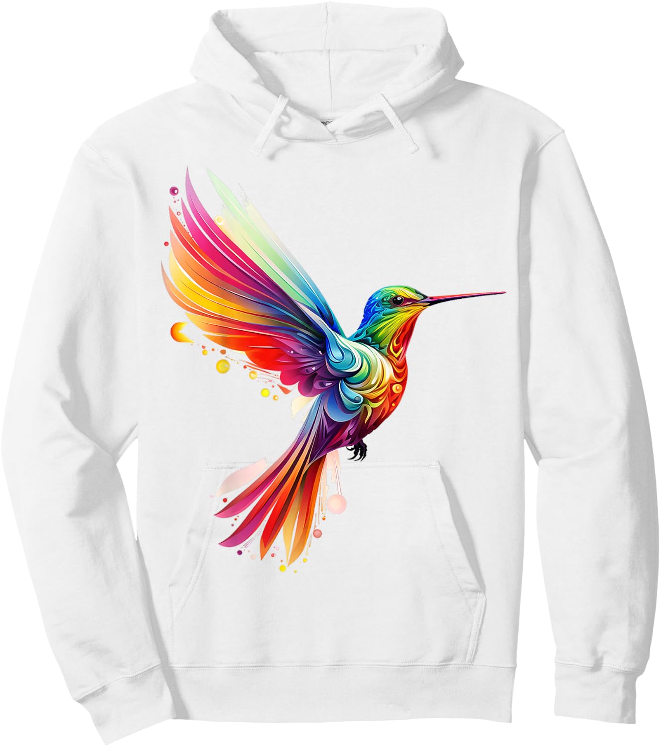 Hummingbird Animal Fantasy Zoo Colorful Abstract Hummingbird Hoodie - Hoodie | White