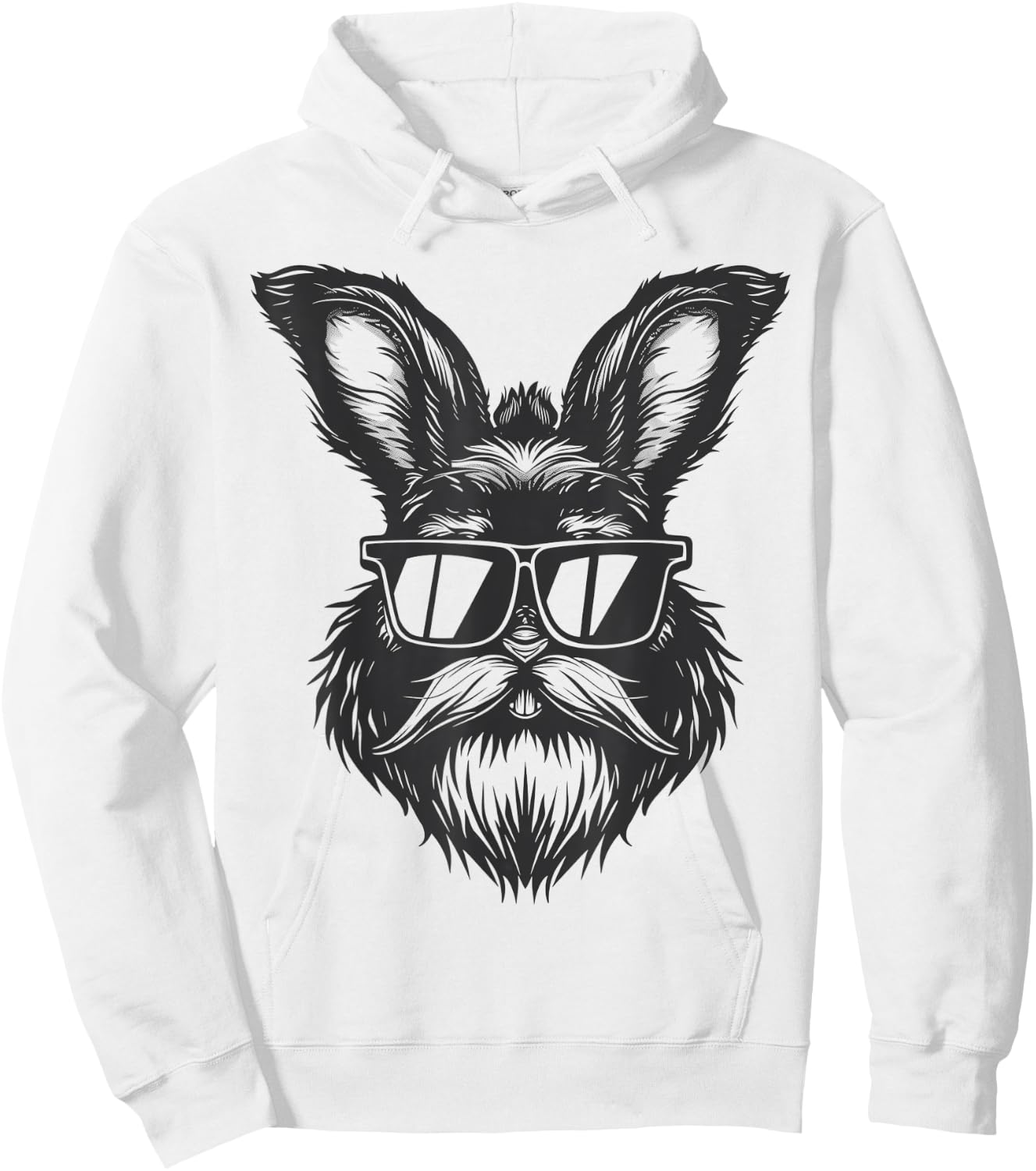 Beard Bunny Face With Sunglasses Easter Day 2024 Men Boy Kid Hoodie - Hoodie | White