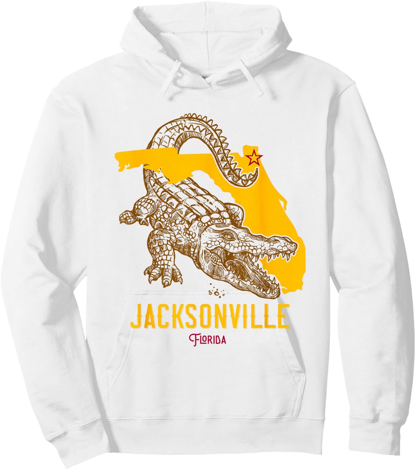 Jacksonville Florida FL Aligator Vacation Surf Sunset Hoodie - Hoodie | White