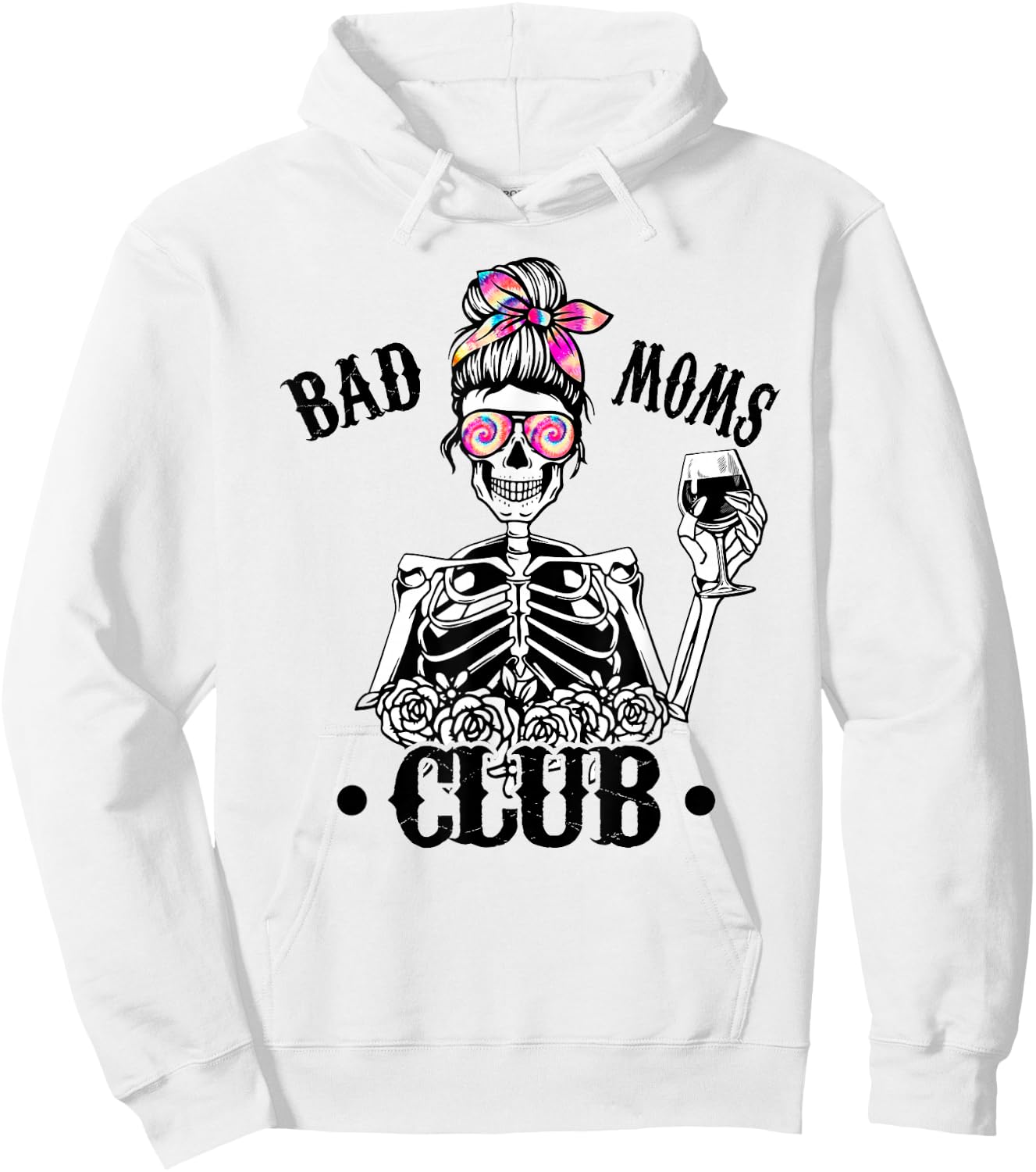 Lustiges Muttertagsgeschenk "Bad Moms" Club Mom Life Tie Dye Skull Hoodie - Hoodie | White