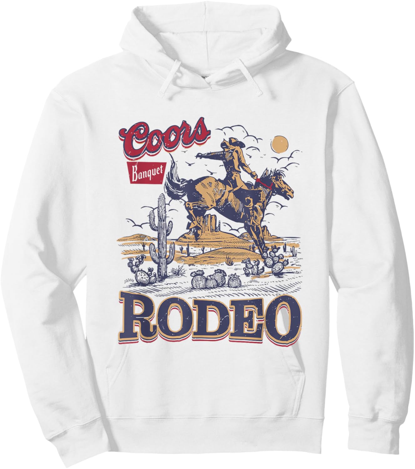 Cowboys Rodeo Retro Western Cowboy Riding Horse Hoodie - Hoodie | White
