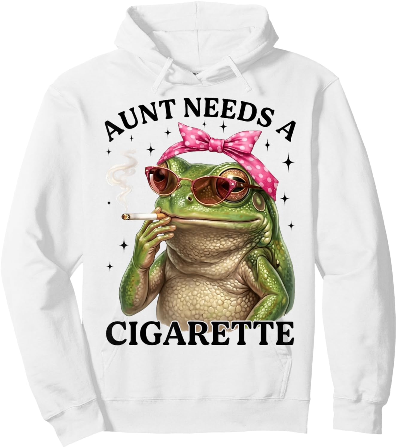 Aunt Needs A Cigarette Funny Smoking Frog Mother's Day Hoodie - Hoodie | White