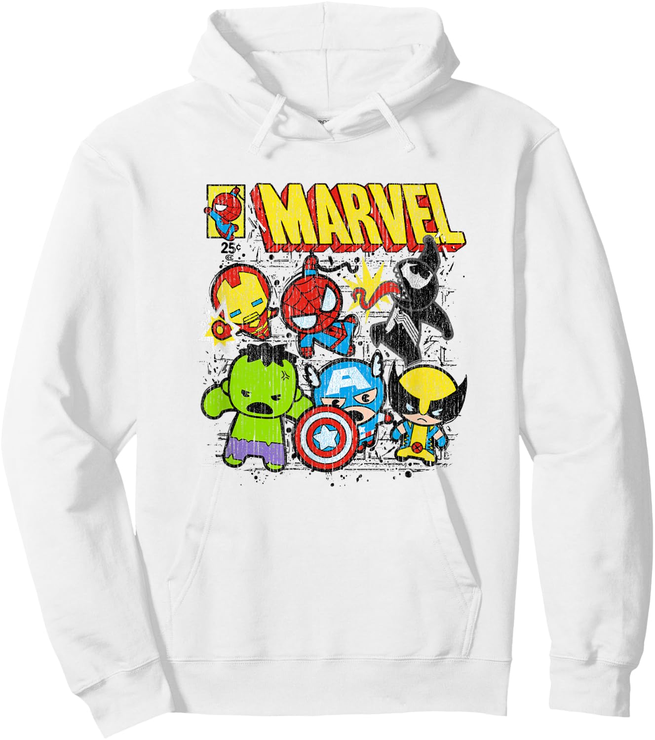 Marvel Kawaii Chibi Avengers Spidey VS Venom Vintage Comic Hoodie - Hoodie | White