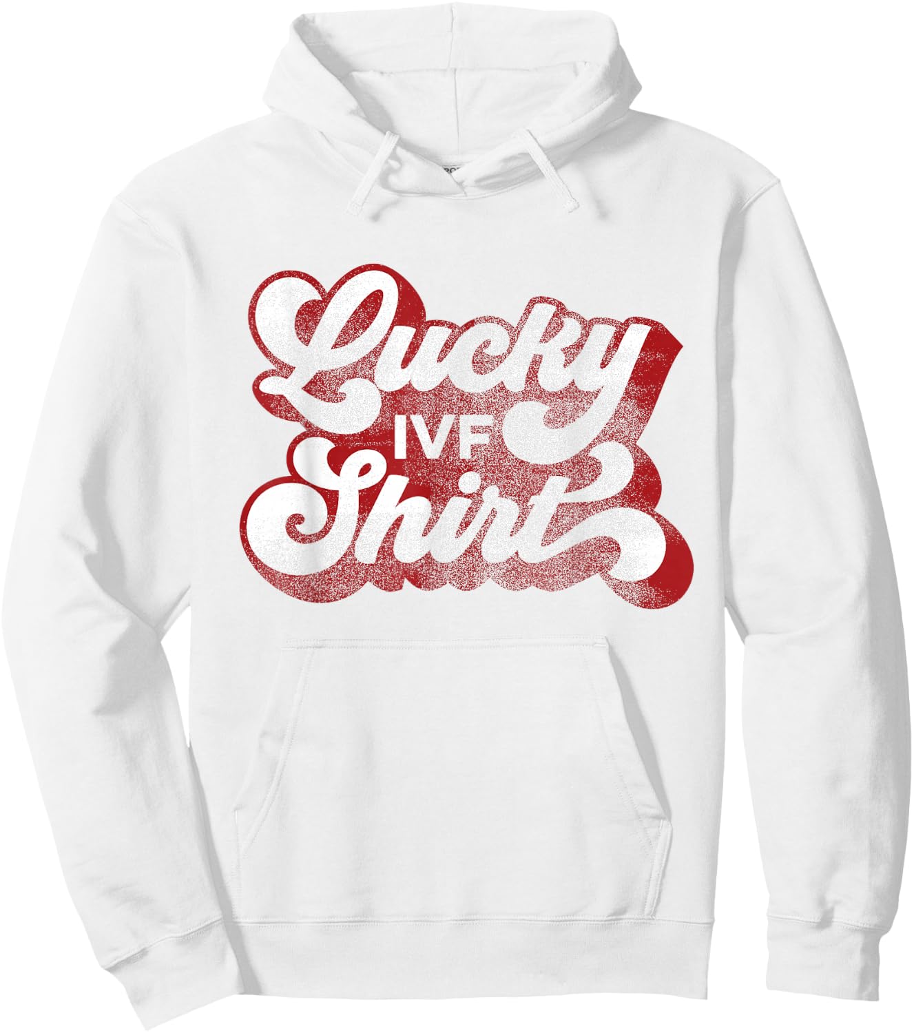 IVF - Lucky IVF Shirt - Distressed, Retro, Red Hoodie - Hoodie | White