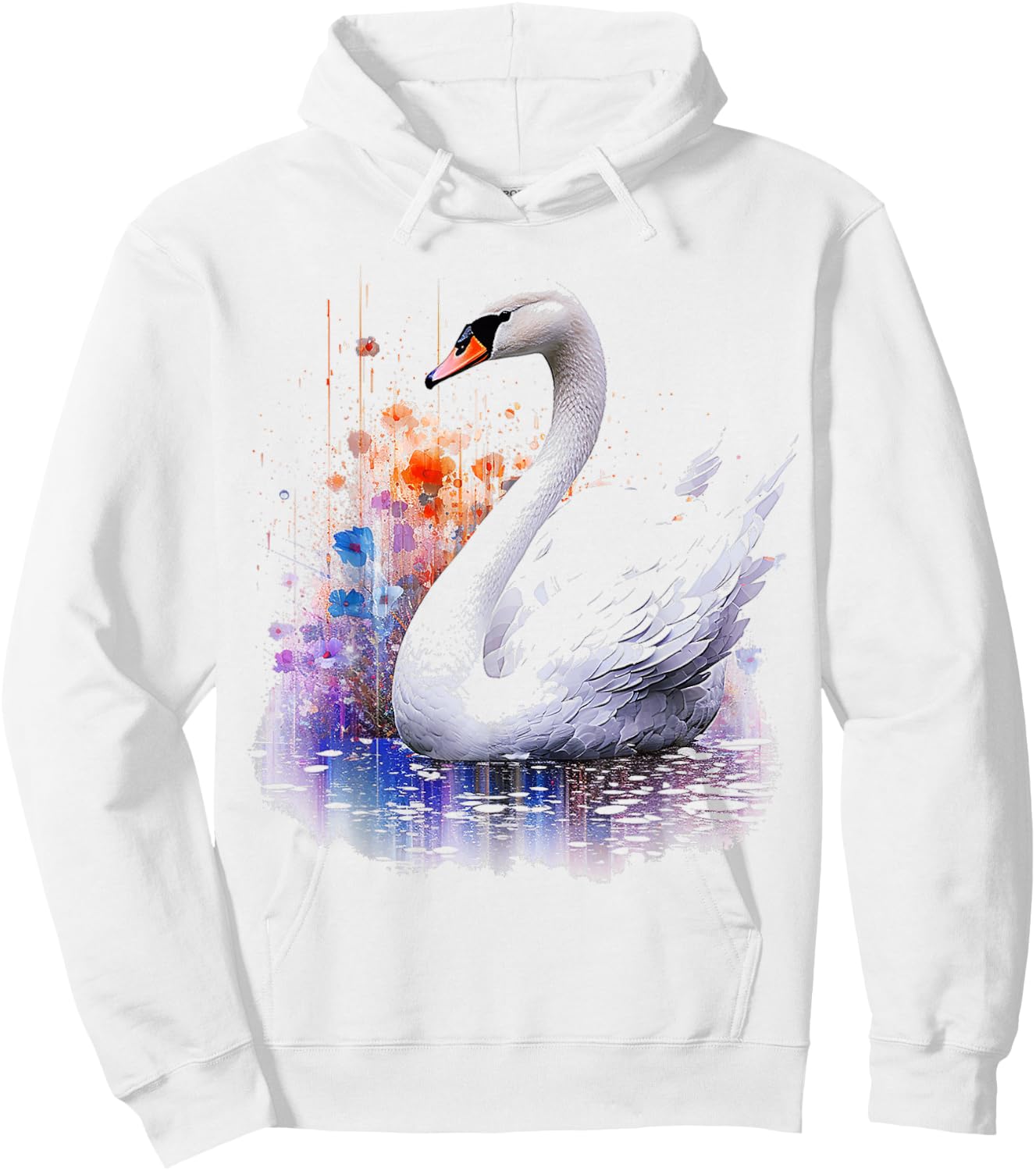 Swan Painting Abstract Animal Art Flowers Graphic Swan Hoodie - Hoodie | White