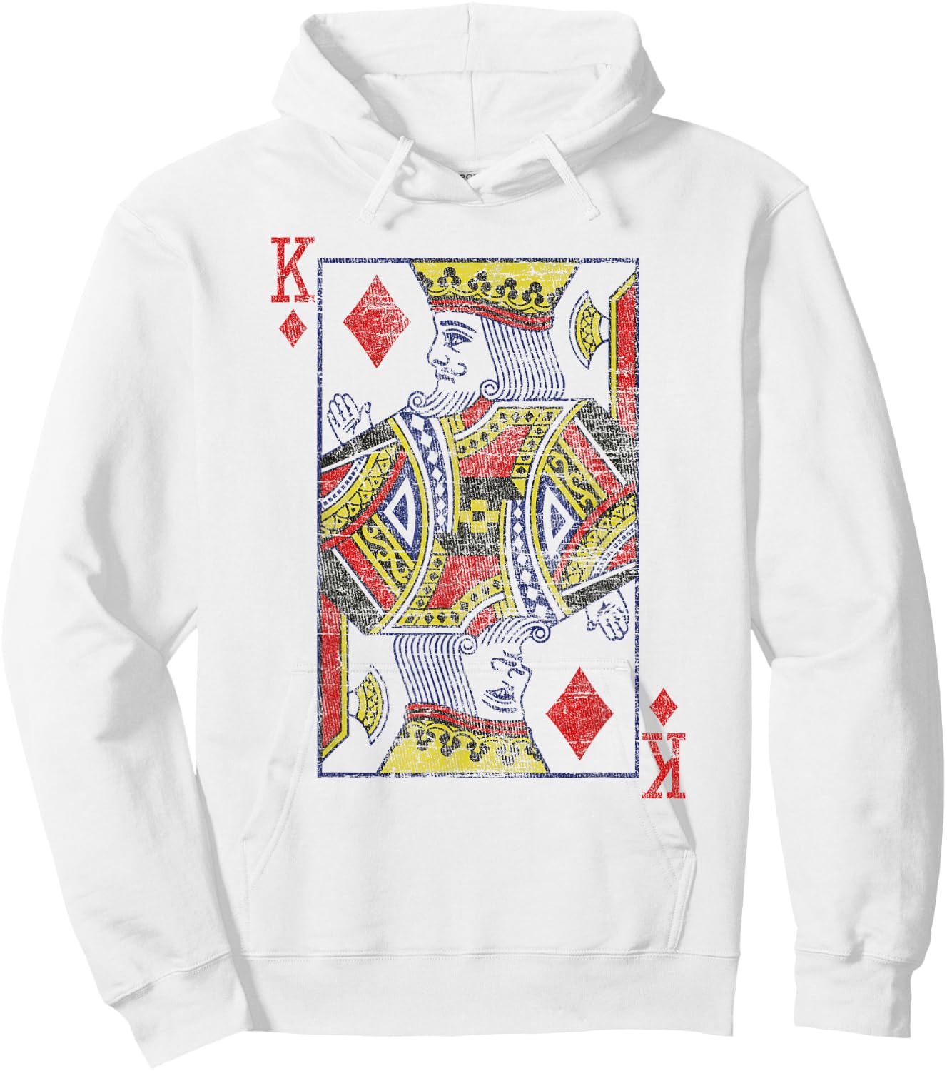King Of Diamonds Playing Card Costume Poker Distressed Hoodie - Hoodie | White
