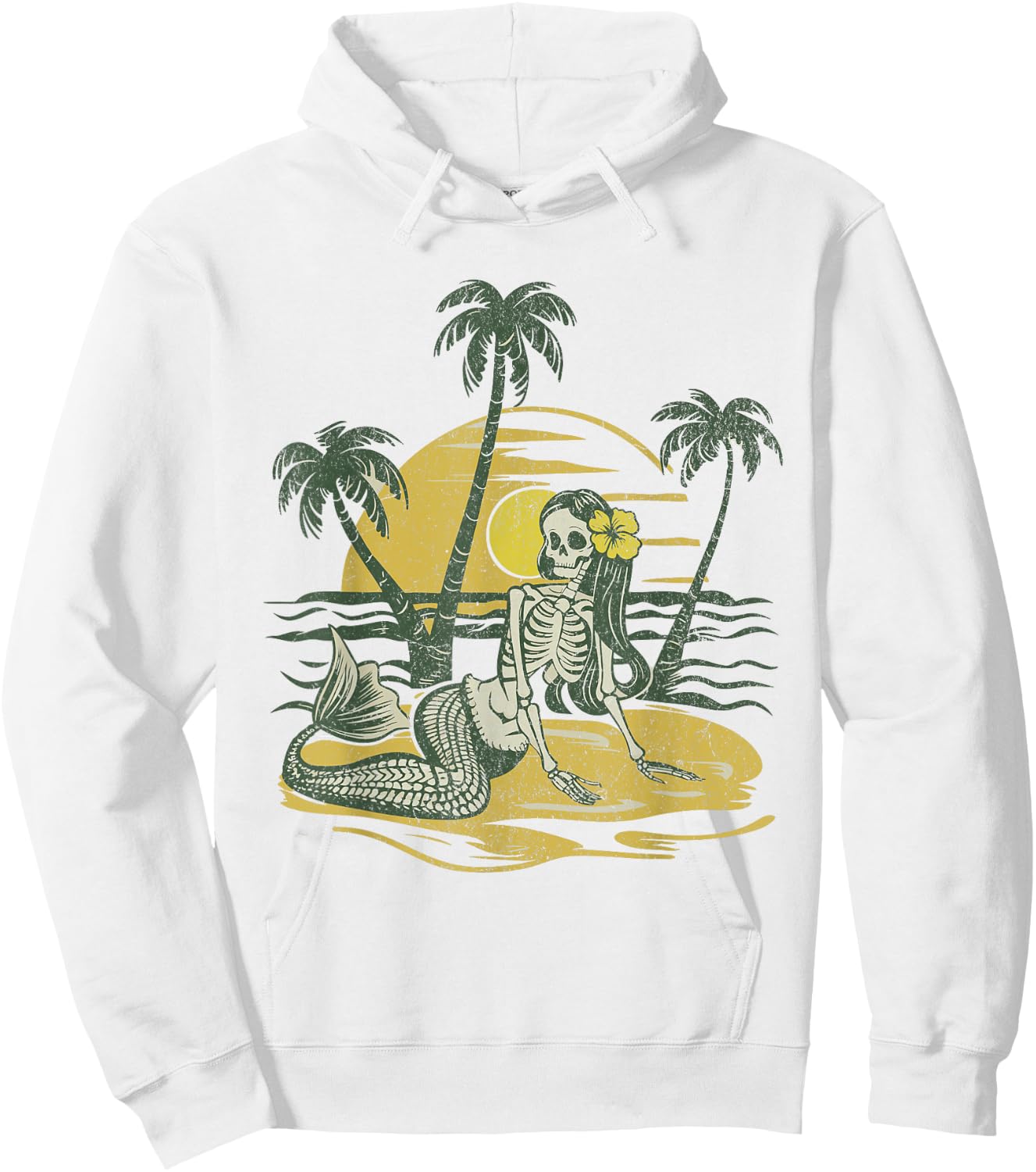 Classic Skeleton Sunset Mermaid Beach Vibes Women Hoodie - Hoodie | White