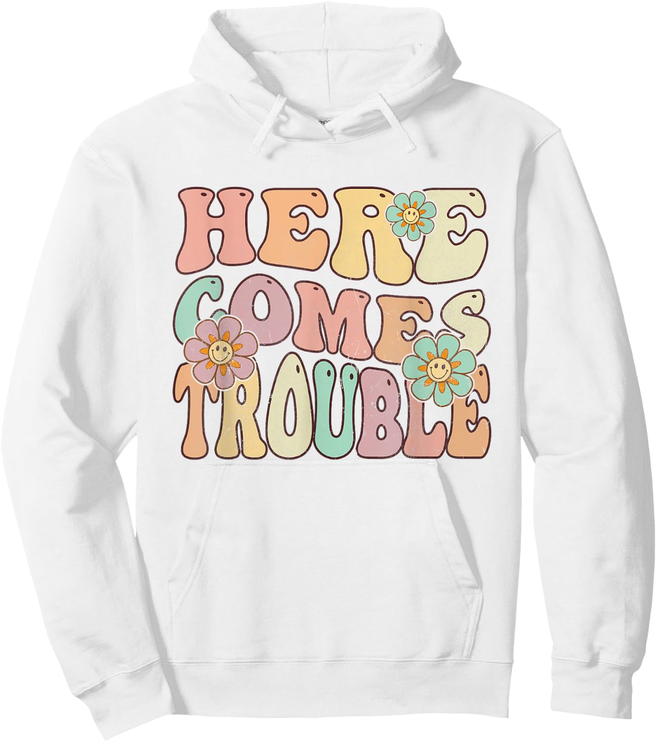 Groovy Floral Hier kommt Ärger Hoodie - Hoodie | White