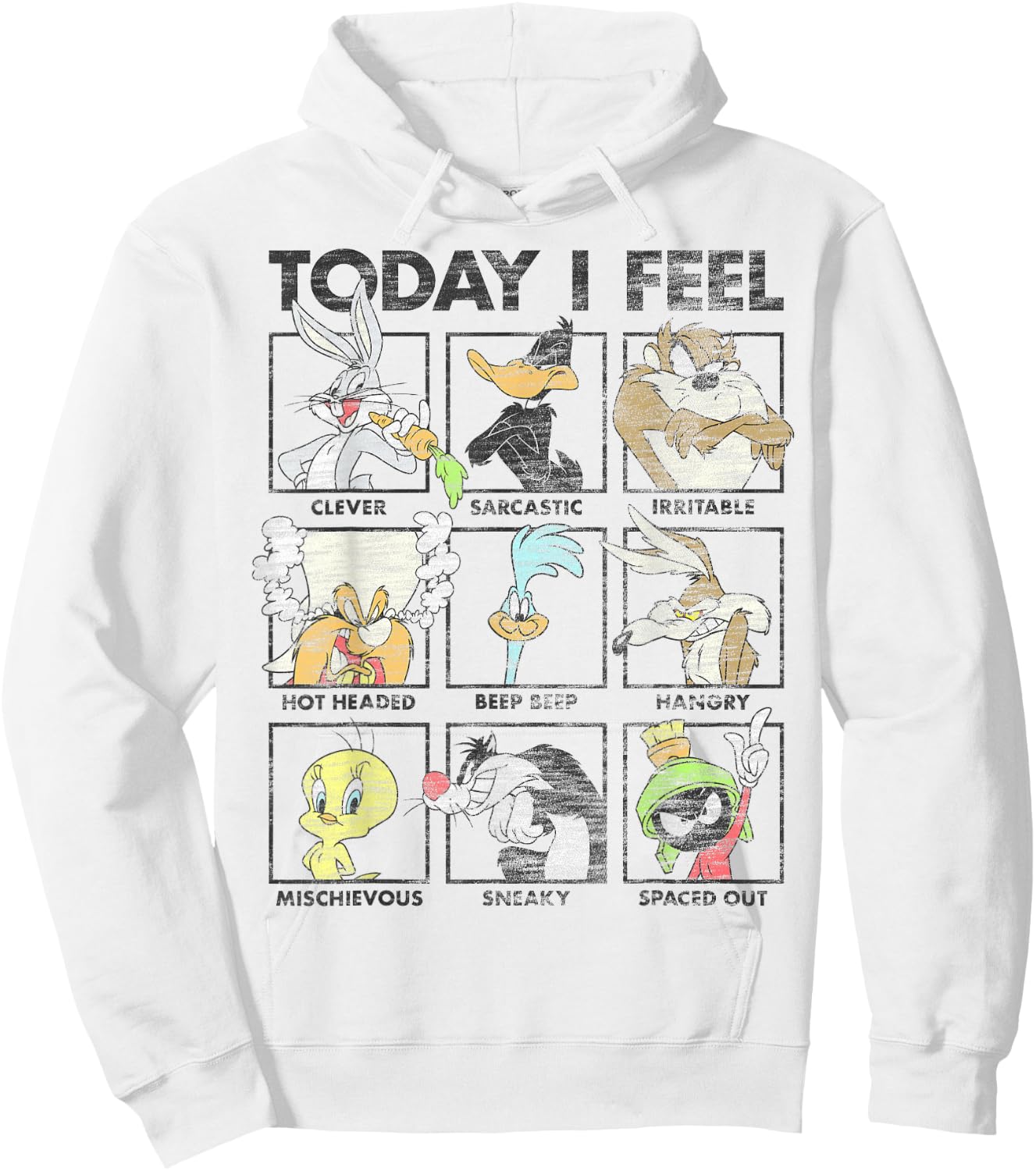 Looney Tunes Today I Feel Distressed Character Box Ups Hoodie - Hoodie | White