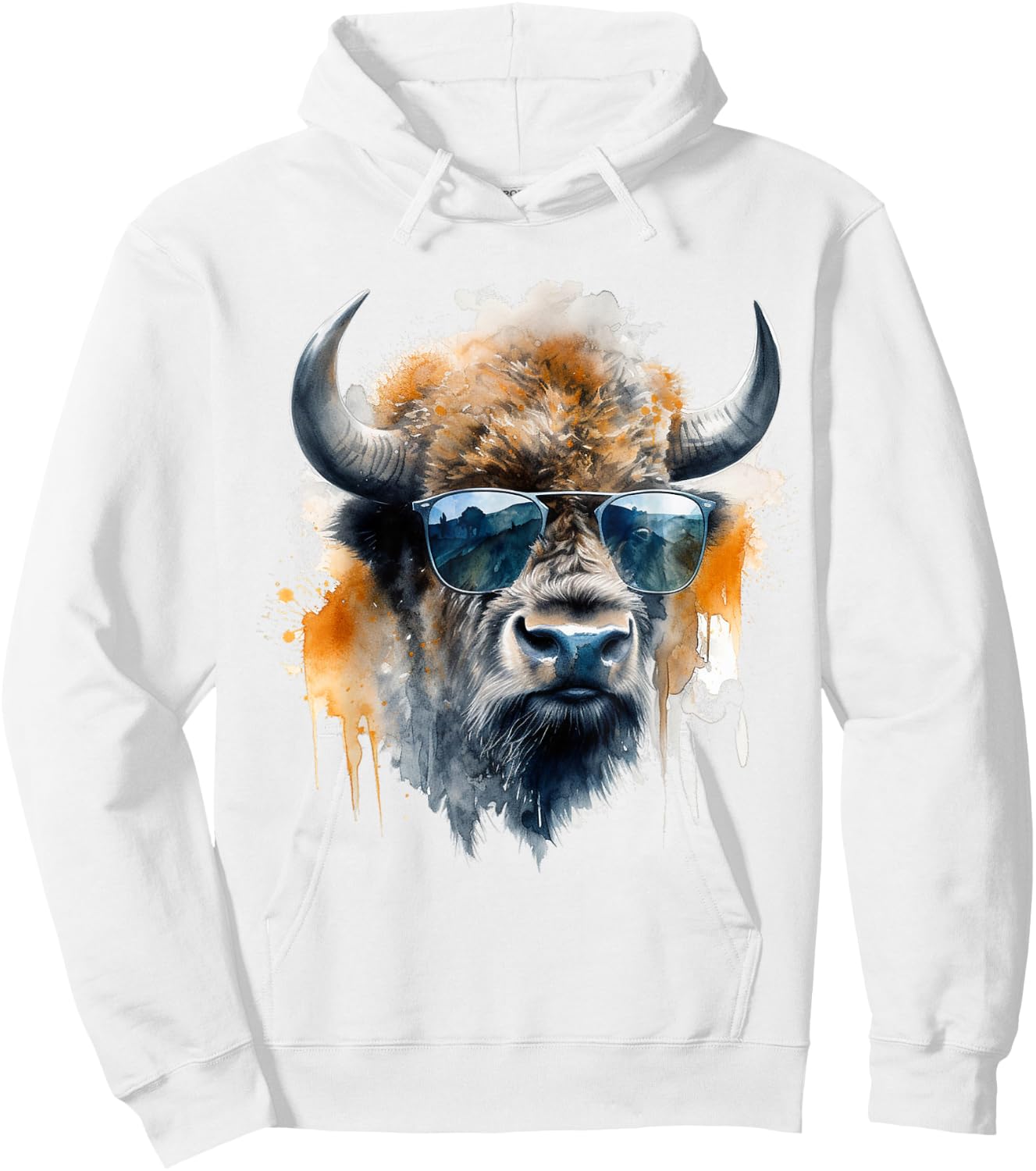 Bison Sunglasses - Art Animals Bison Hoodie - Hoodie | White