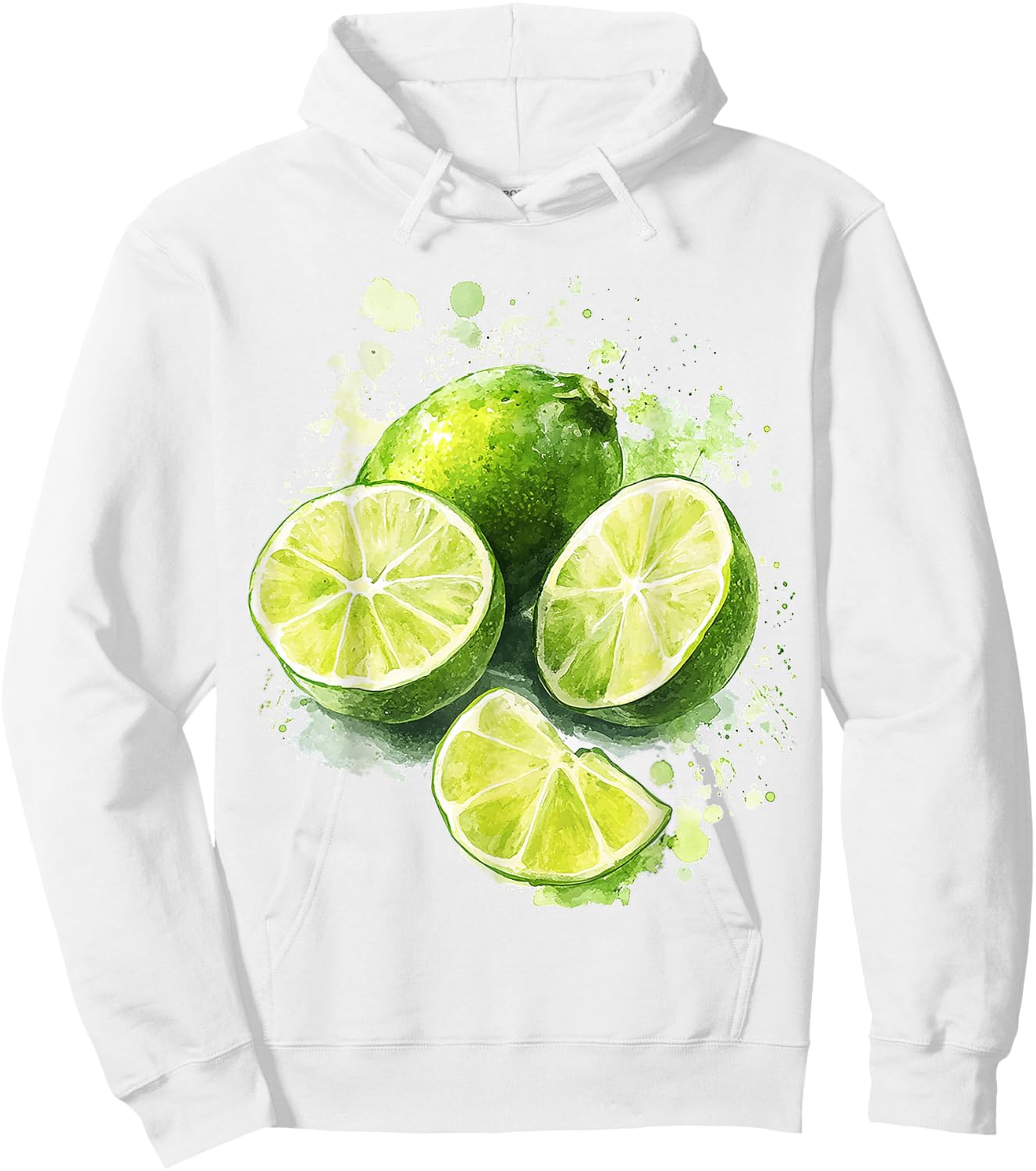 Lime Fruit Graphic Watercolor Art Lime , White Hoodie - Hoodie | White