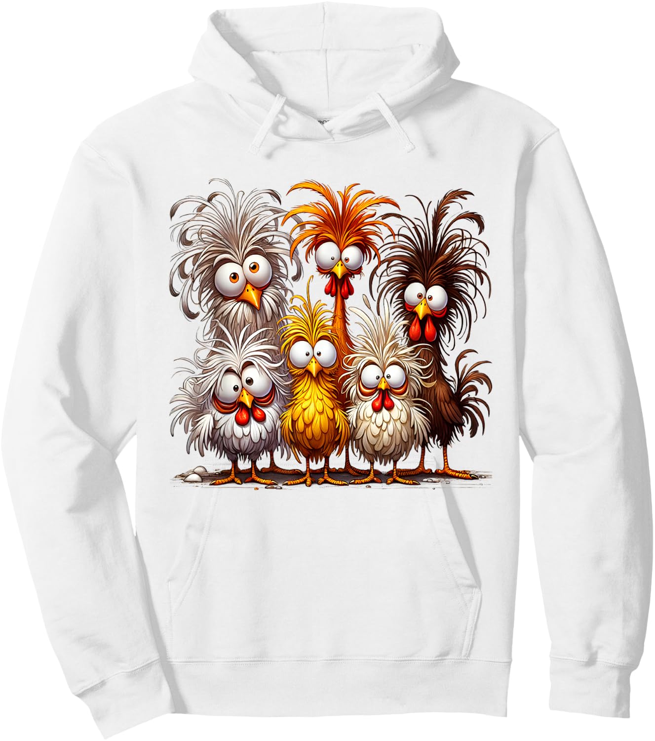 Funny Eagerly Quirky Chicken Art Hoodie - Hoodie | White
