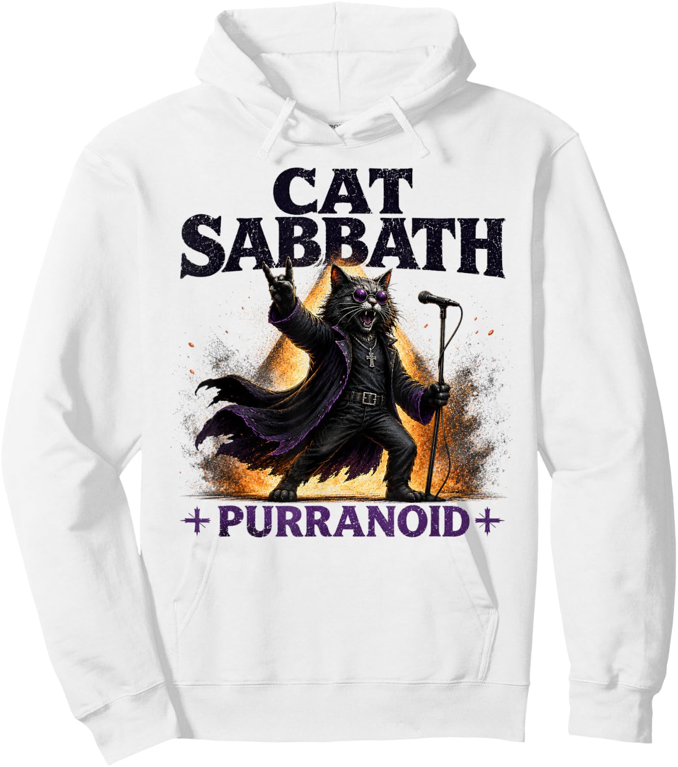 Cat Sabbath Purranoid - Funny Rock Cat Hoodie - Hoodie | White