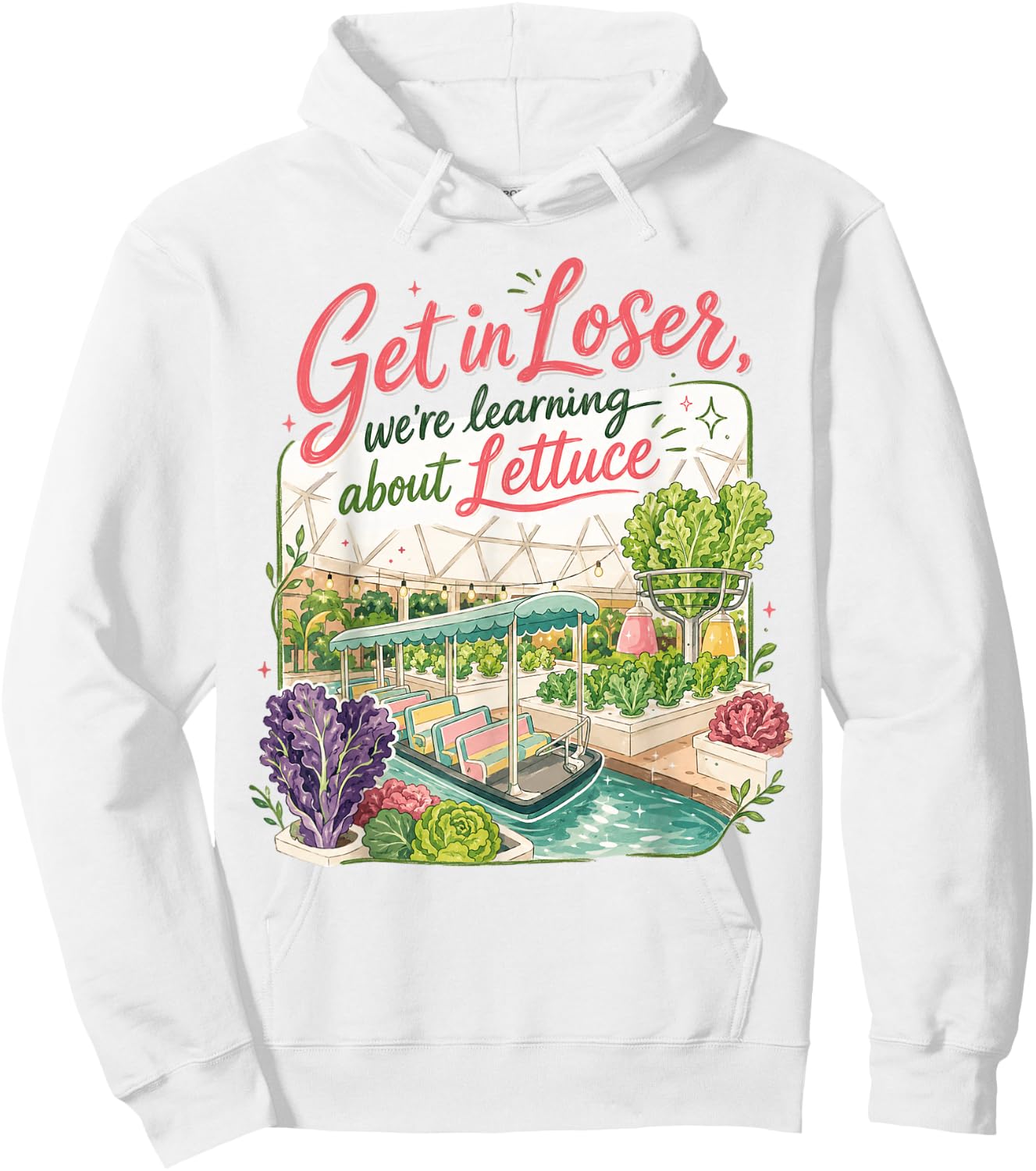 Get in Loser We’re Going to Learn About Lettuce Retro Hoodie - Hoodie | White