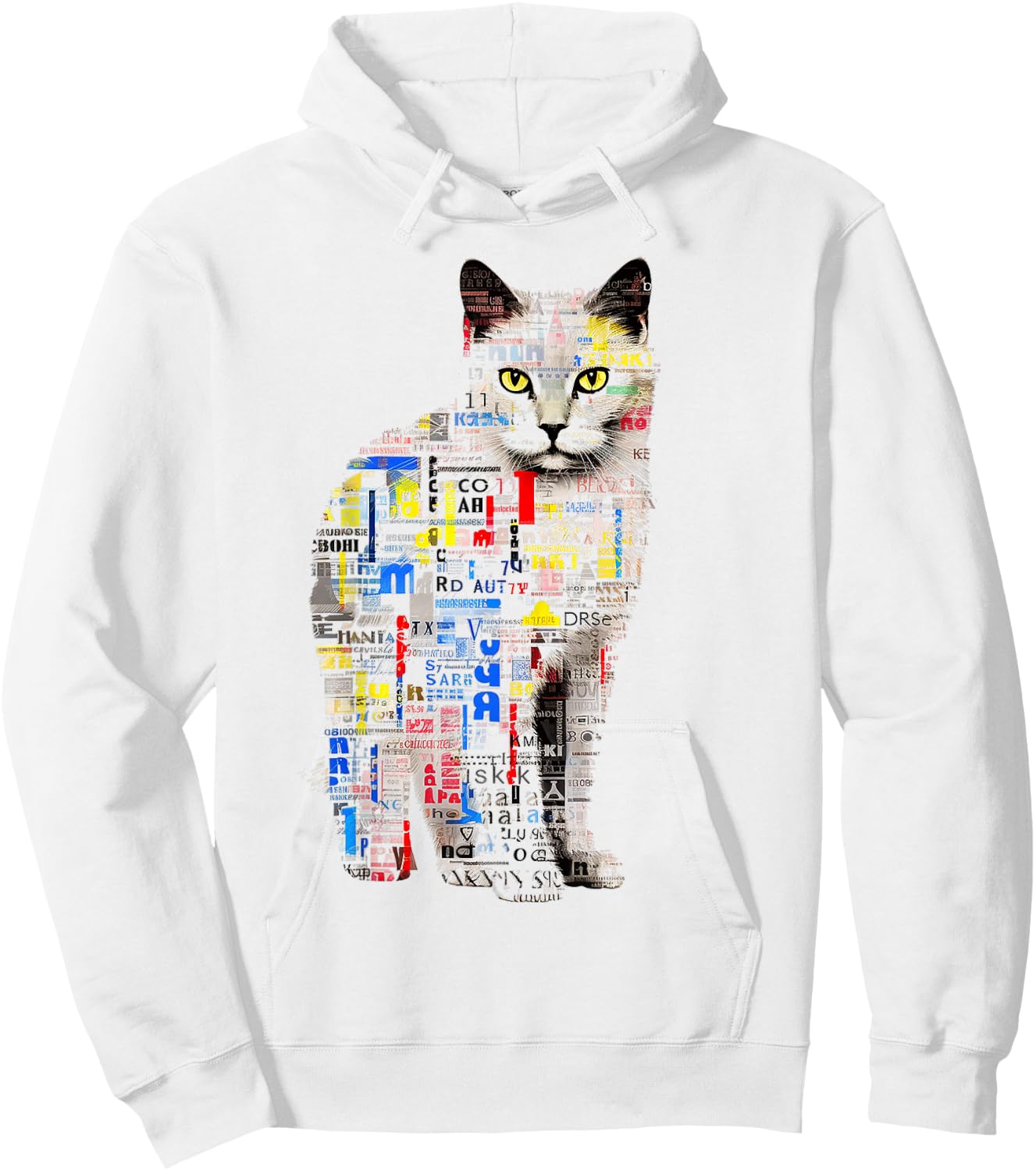 Chat Abstrait Graphique Texte Illustration Animal Chat Hoodie - Hoodie | White