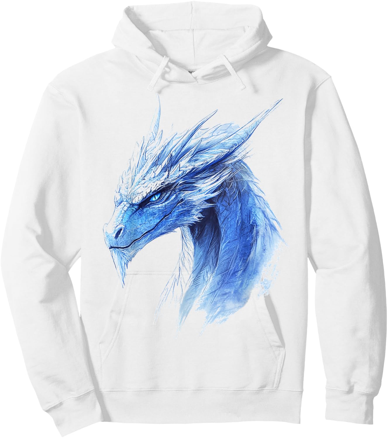 Ice Dragon Motif Mythical Illustration Ice Dragon Hoodie - Hoodie | White