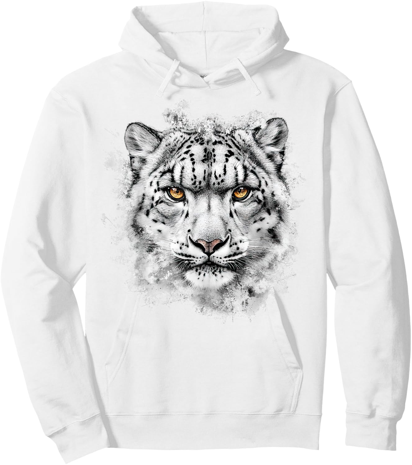 Snow Leopard Face Hoodie - Hoodie | White