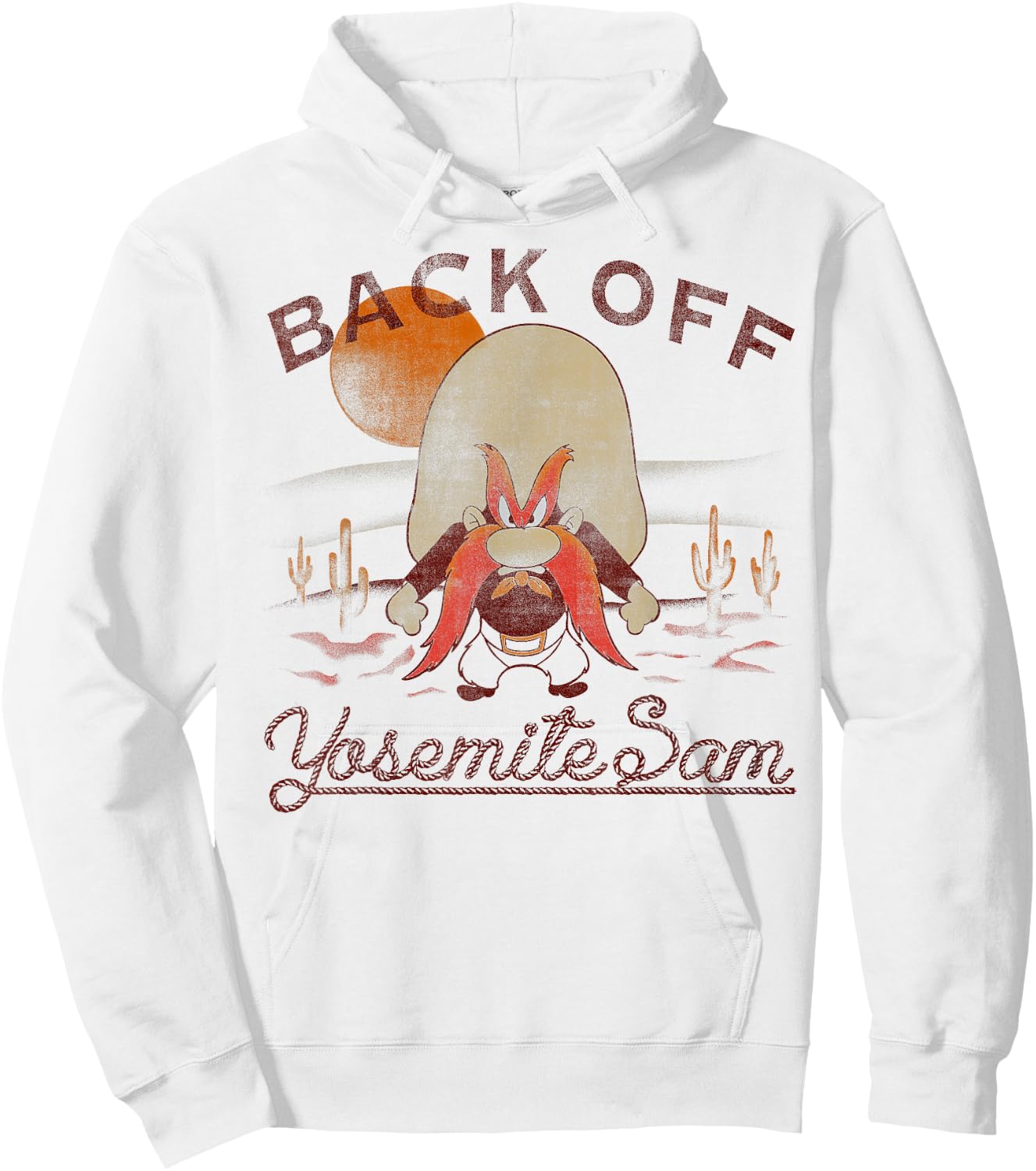 Looney Tunes Yosemite Sam Back Off Portrait Hoodie - Hoodie | White