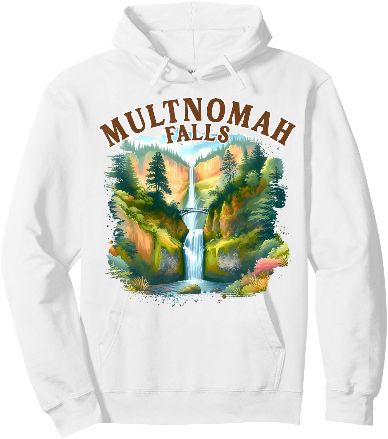 Multnomah Falls Waterfall Oregon Nature Exploring Travel Hoodie - Hoodie | White