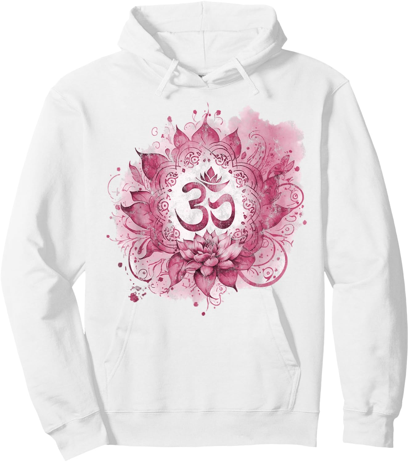 Om Mantra Buddhism Yoga Spiritual Symbol Pink Splash Hoodie - Hoodie | White
