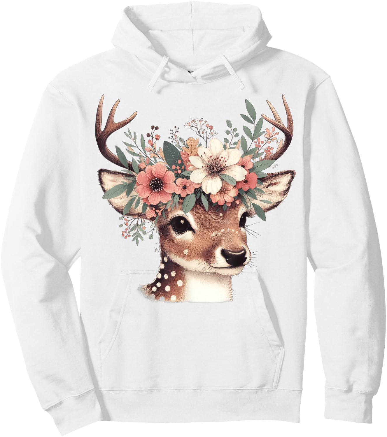 Reh Damen - Reh Kostüm Kinder Carnival Reindeer , White Hoodie - Hoodie | White