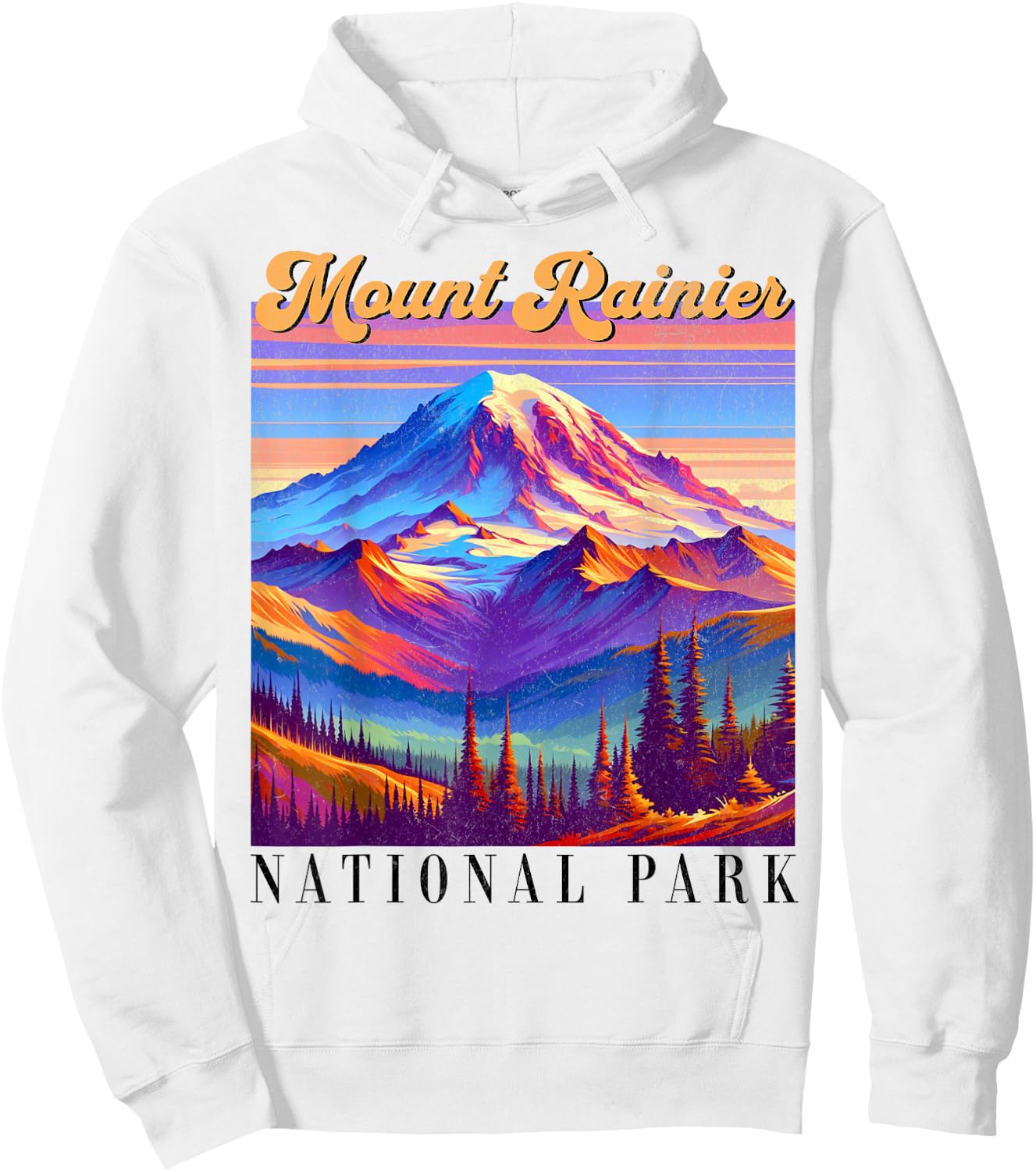 Mt. Rainier National Park Mountain Art Souvenir Hoodie - Hoodie | White