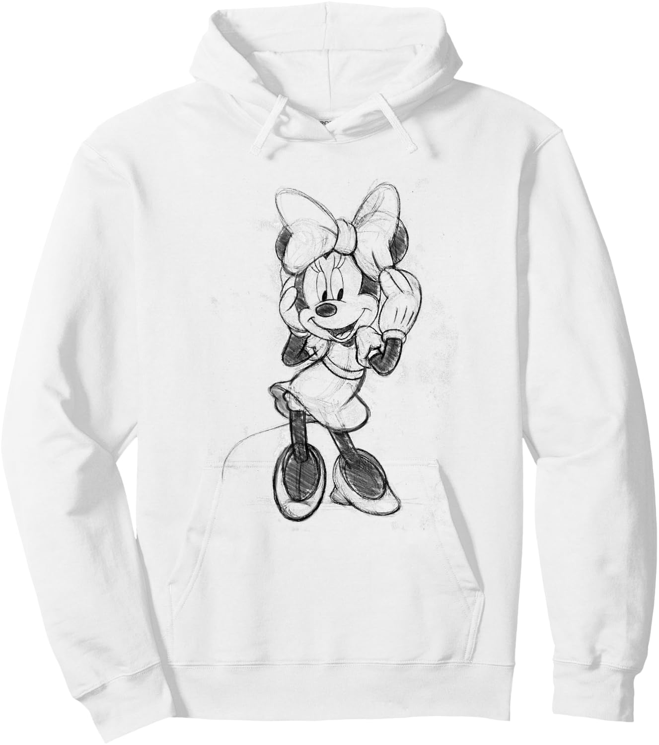 Disney Minnie Mouse Classic Full Body Black & White Sketch Hoodie - Hoodie | White