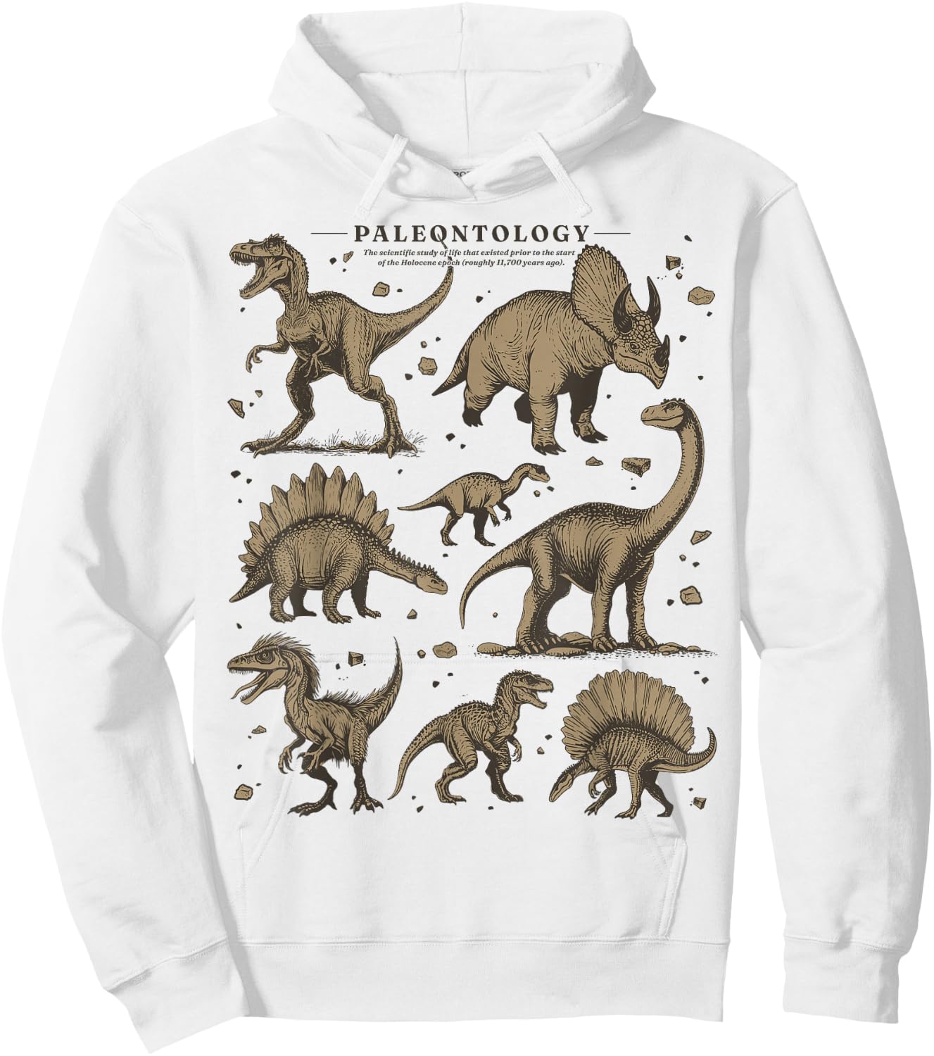 Paleontology Dinosaur Nerdy Science Teacher Vintage Graphic Hoodie - Hoodie | White