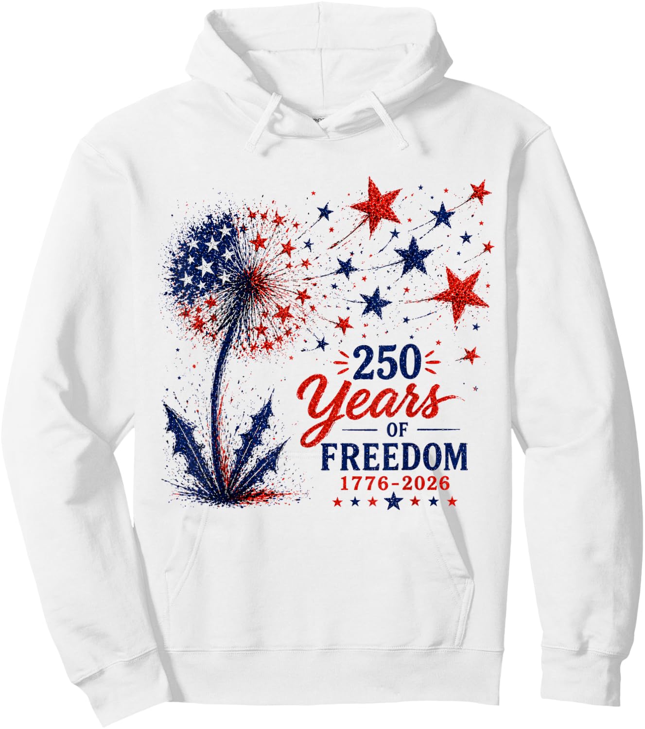 250 Years of Freedom 1776 2026 Dandelion 4th of July Hoodie - Hoodie | White