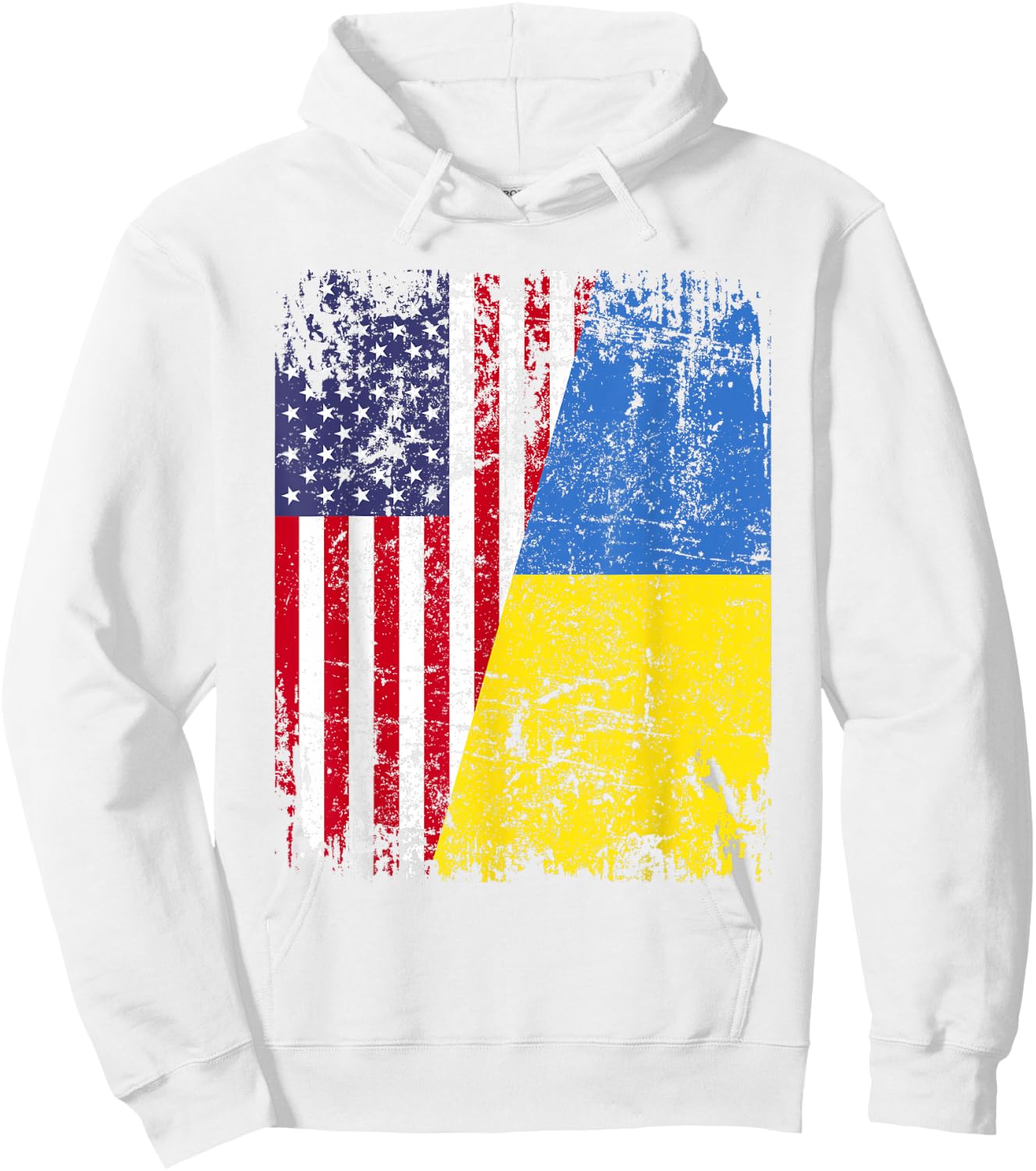 UKRAINIAN ROOTS | Half American Flag | UKRAINE Hoodie - Hoodie | White