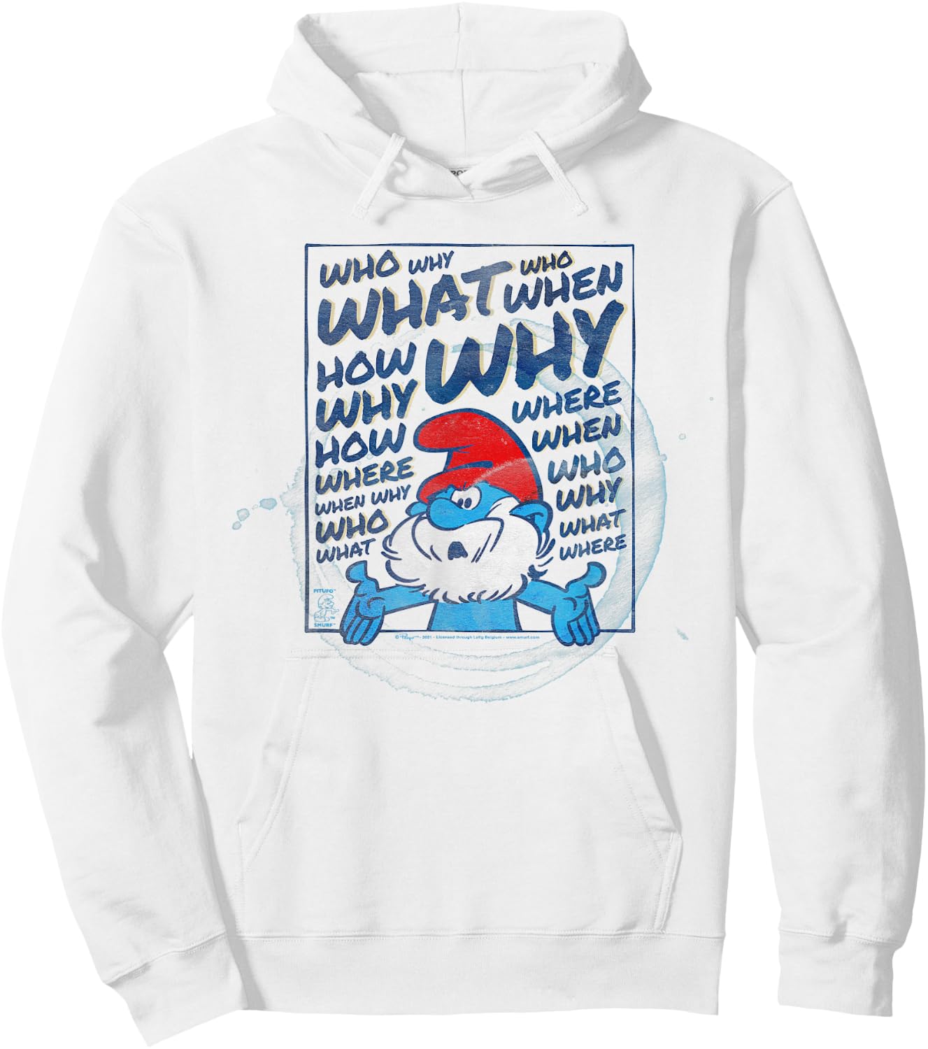 The Smurfs Papa Smurf Who What Why Hoodie - Hoodie | White
