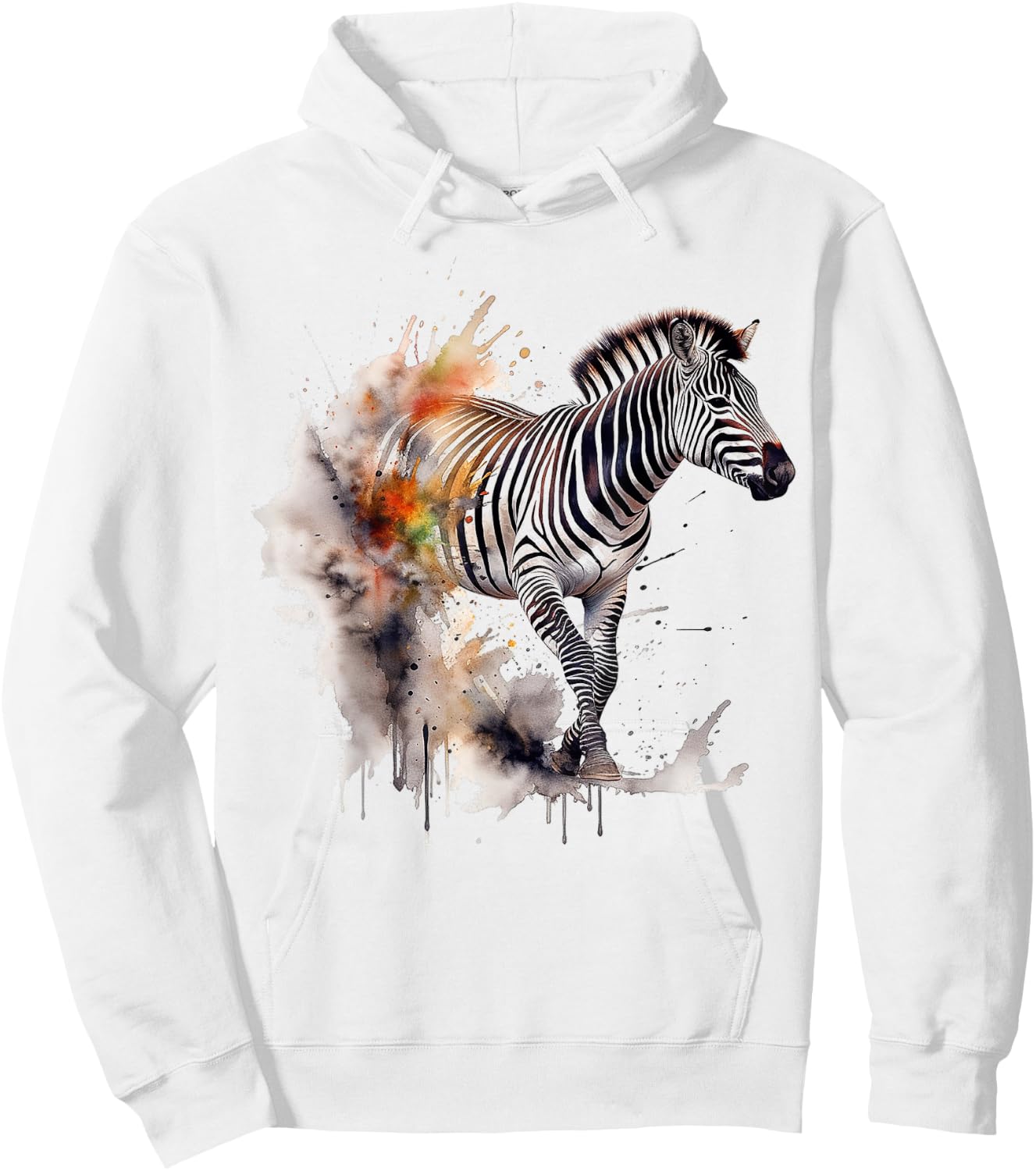 Zebra Lover Artwork | Animal Motif Zebra Hoodie - Hoodie | White