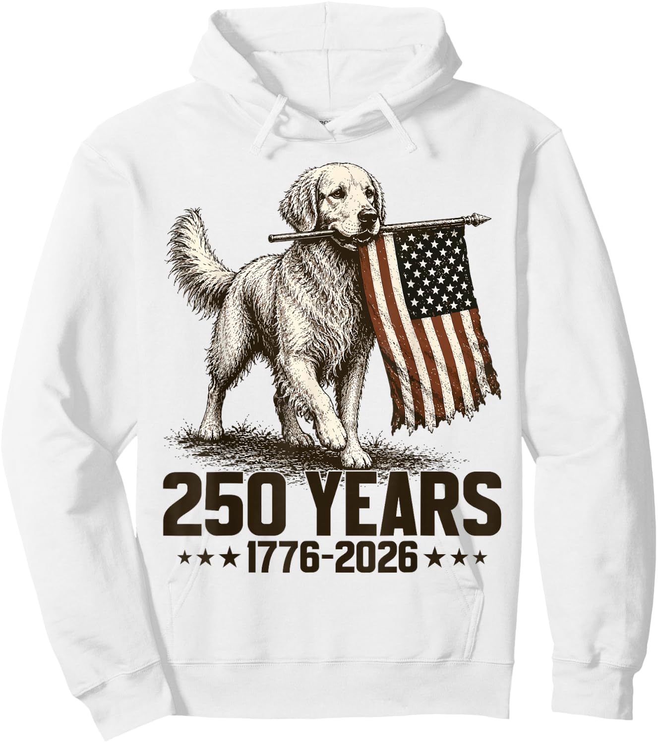 250 American Years 1776 2026 Golden Retriever Dog US Flag Hoodie - Hoodie | White