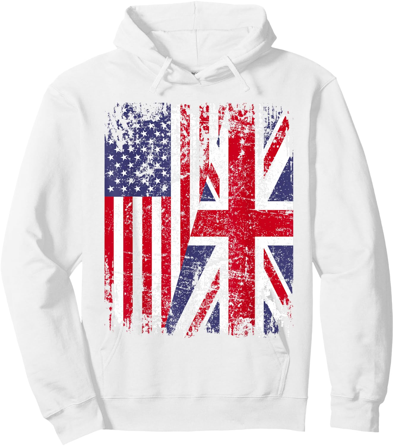 BRITISH ROOTS | Half American Flag | BRITAIN UK Hoodie - Hoodie | White