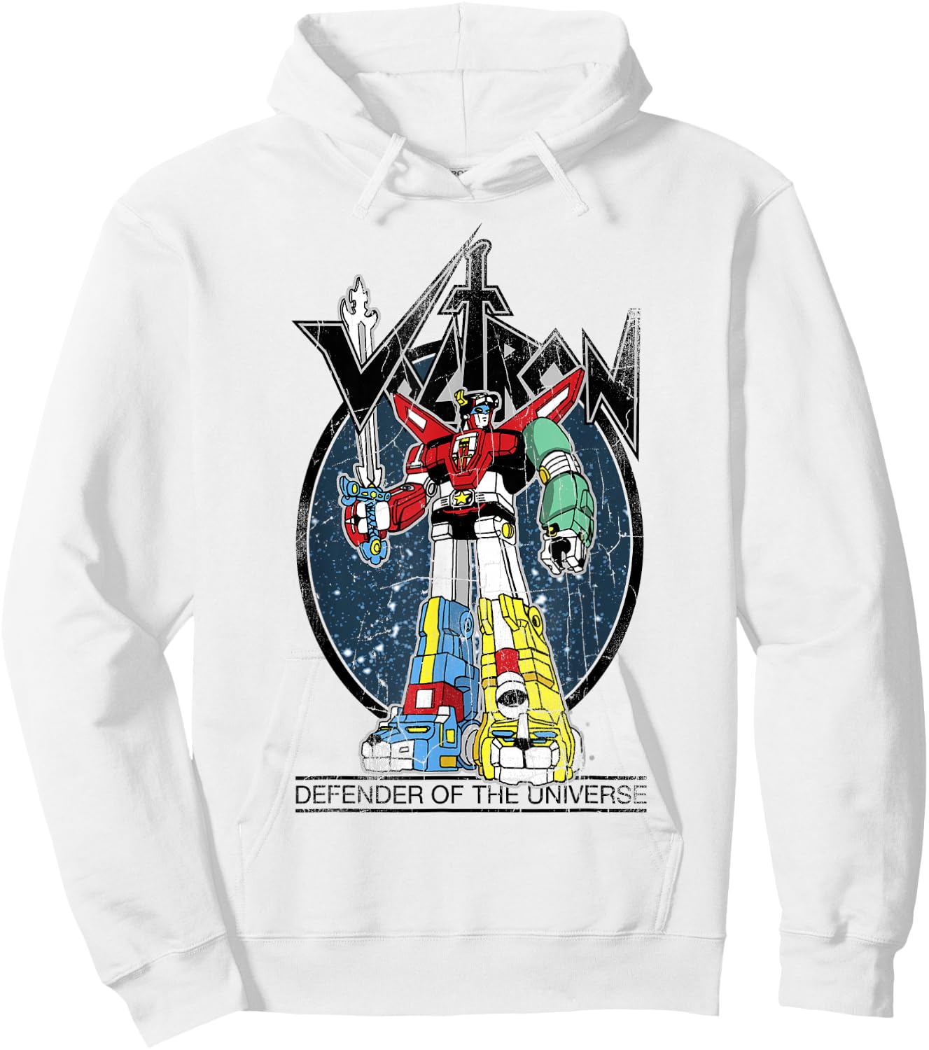 Voltron Retro Defender Colourful Distressed Hoodie - Hoodie | White