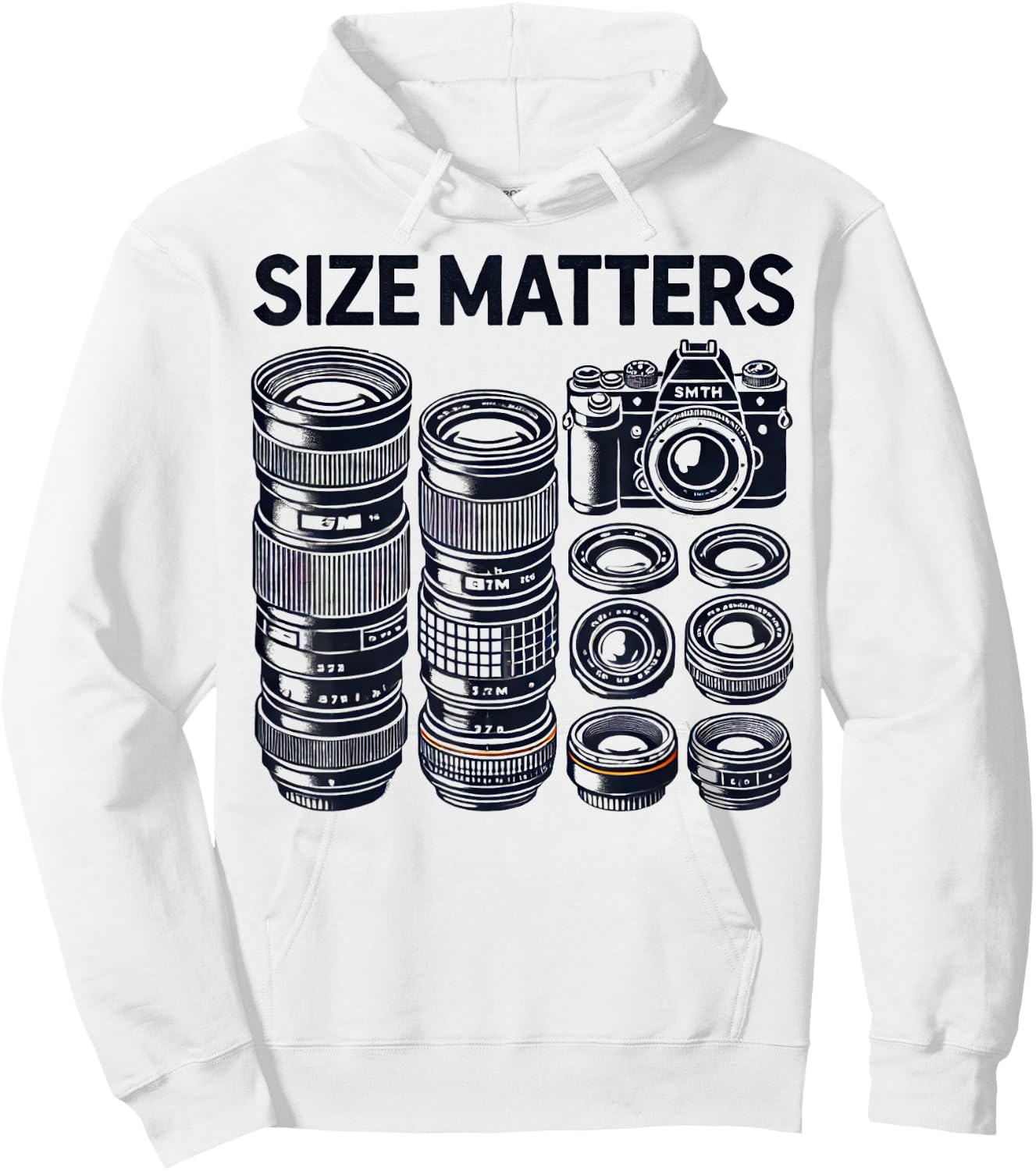 Funny Camera Lovers Humour Size Matters Photographer , white, S Hoodie - Hoodie | White