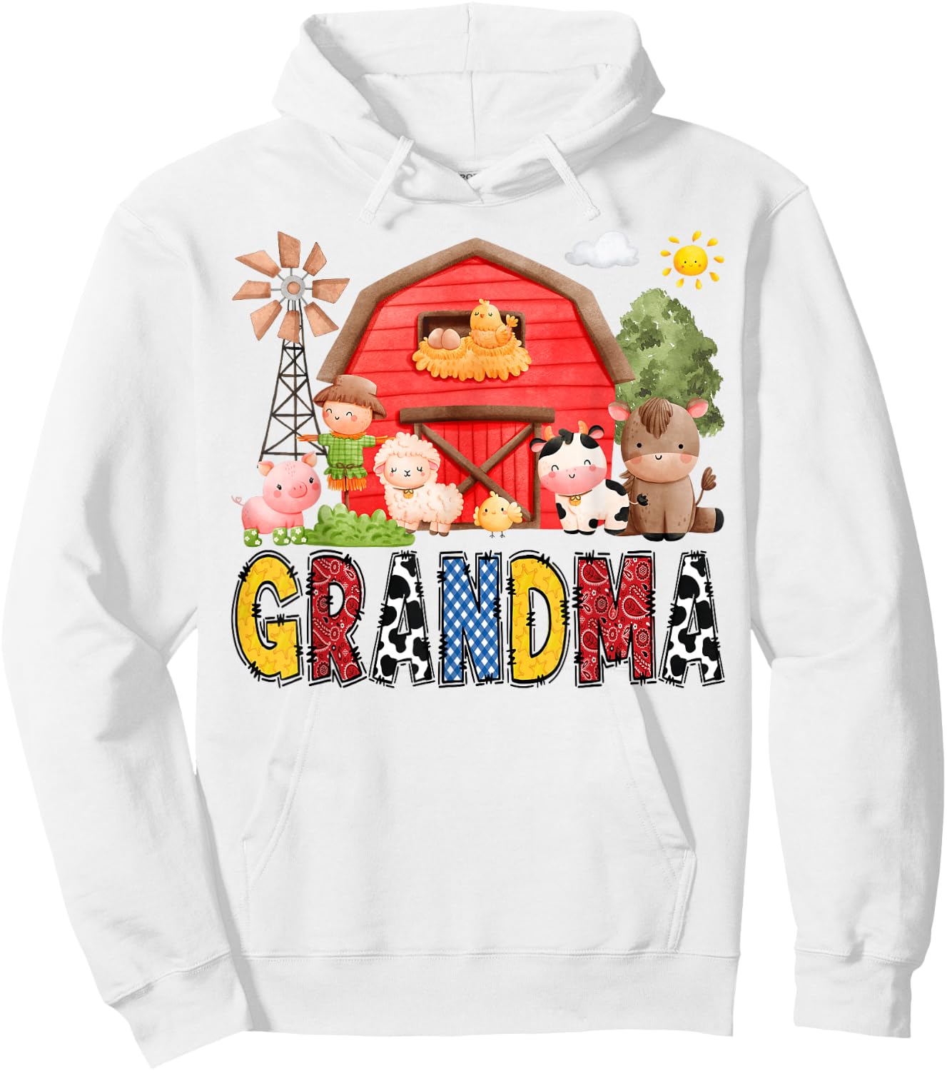 Grandma Farm Cow Birthday Boy Matching Family Matching Hoodie - Hoodie | White