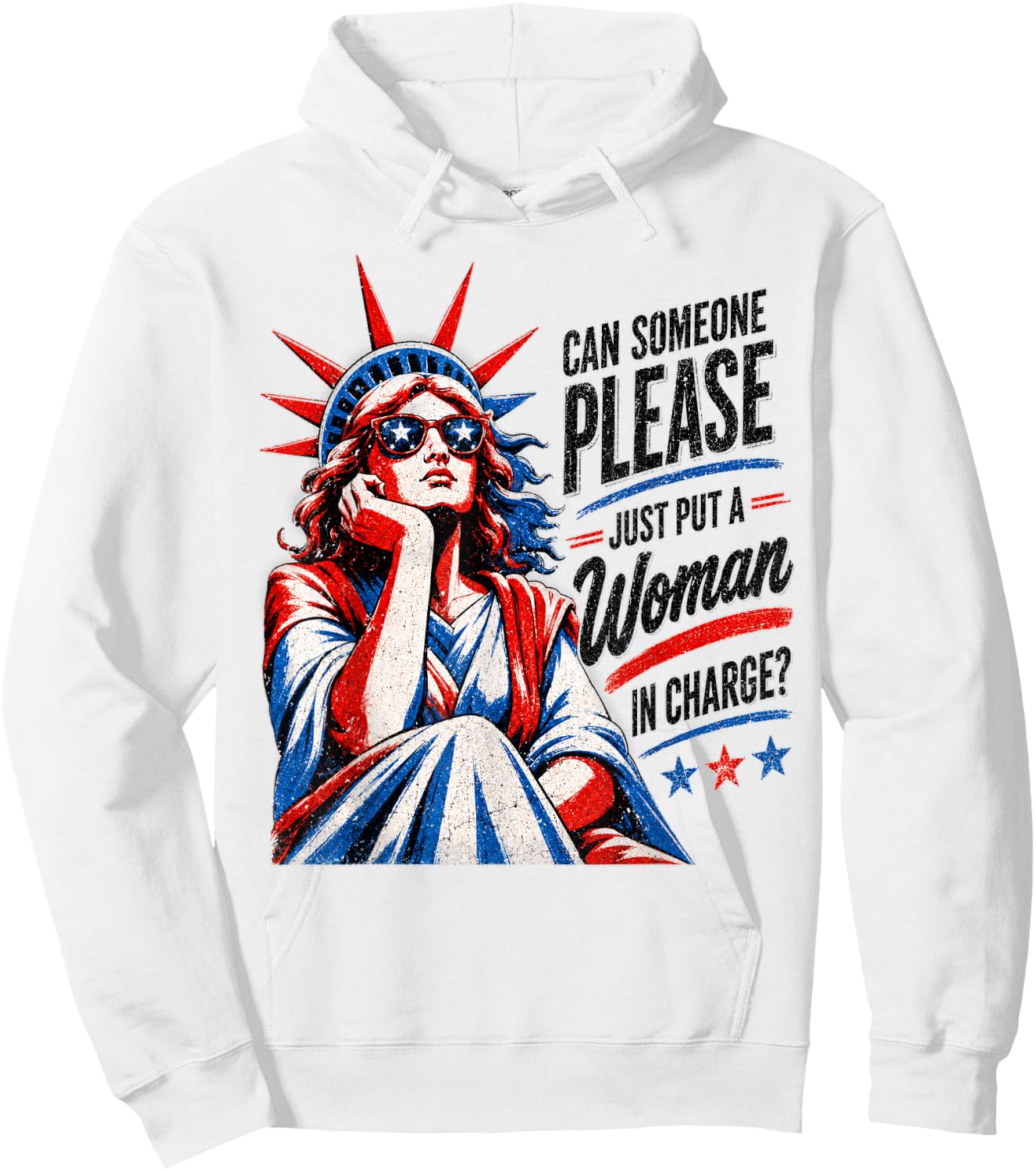 Vintage Can Someone Please Put a Woman in Charge? Women Hoodie - Hoodie | White