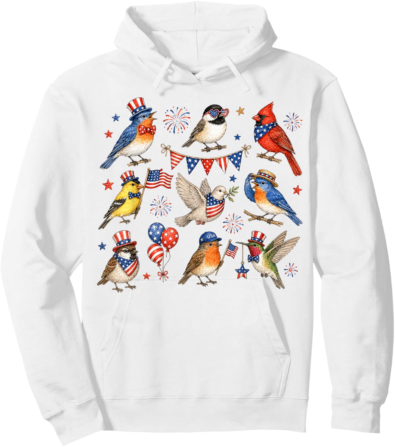 Patriotic Bird Lover Bird Watching 4th of July Independence Hoodie - Hoodie | White